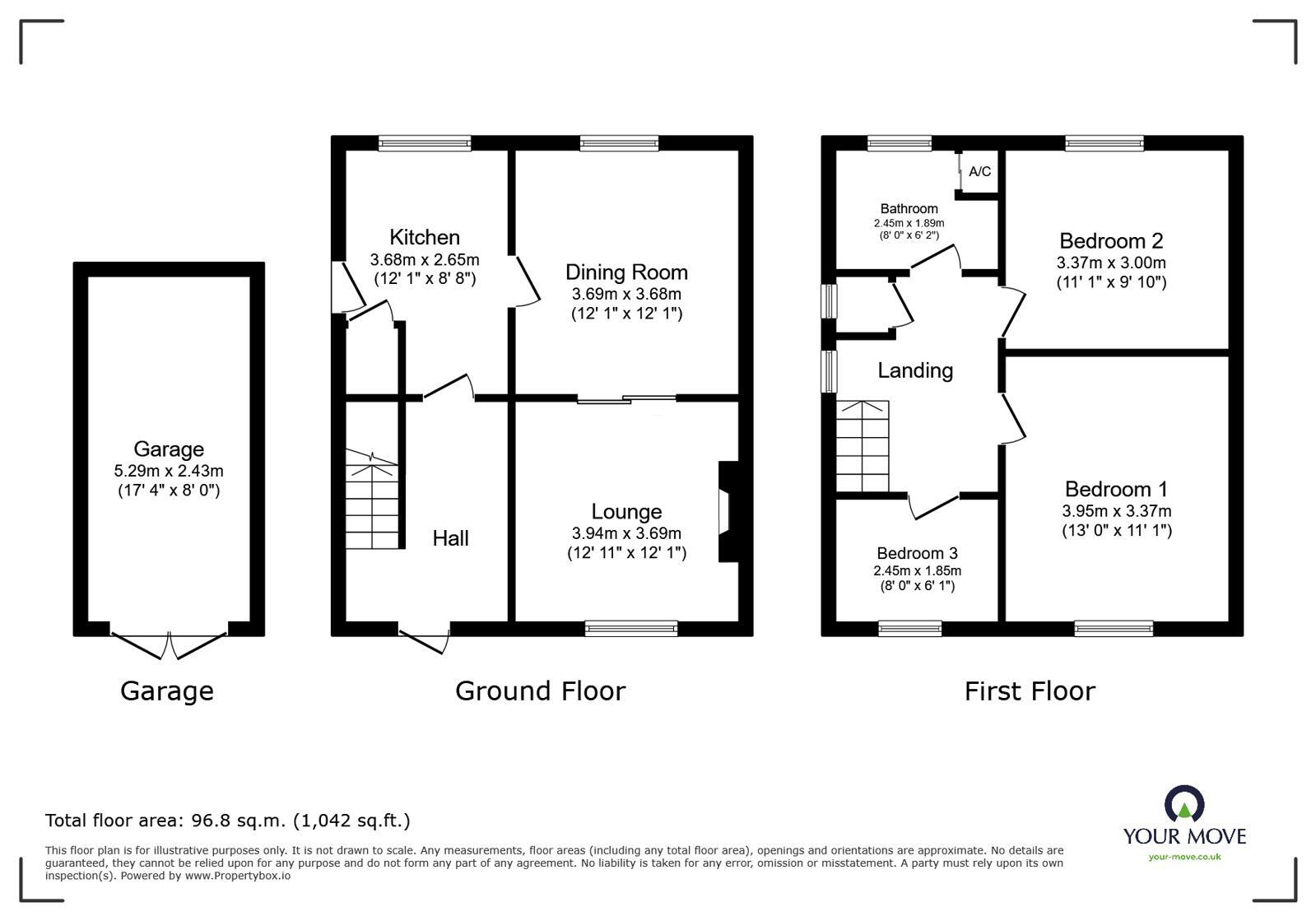 Floorplan of 3 bedroom Detached House for sale, Kensington Gardens, Ilkeston, Derbyshire, DE7