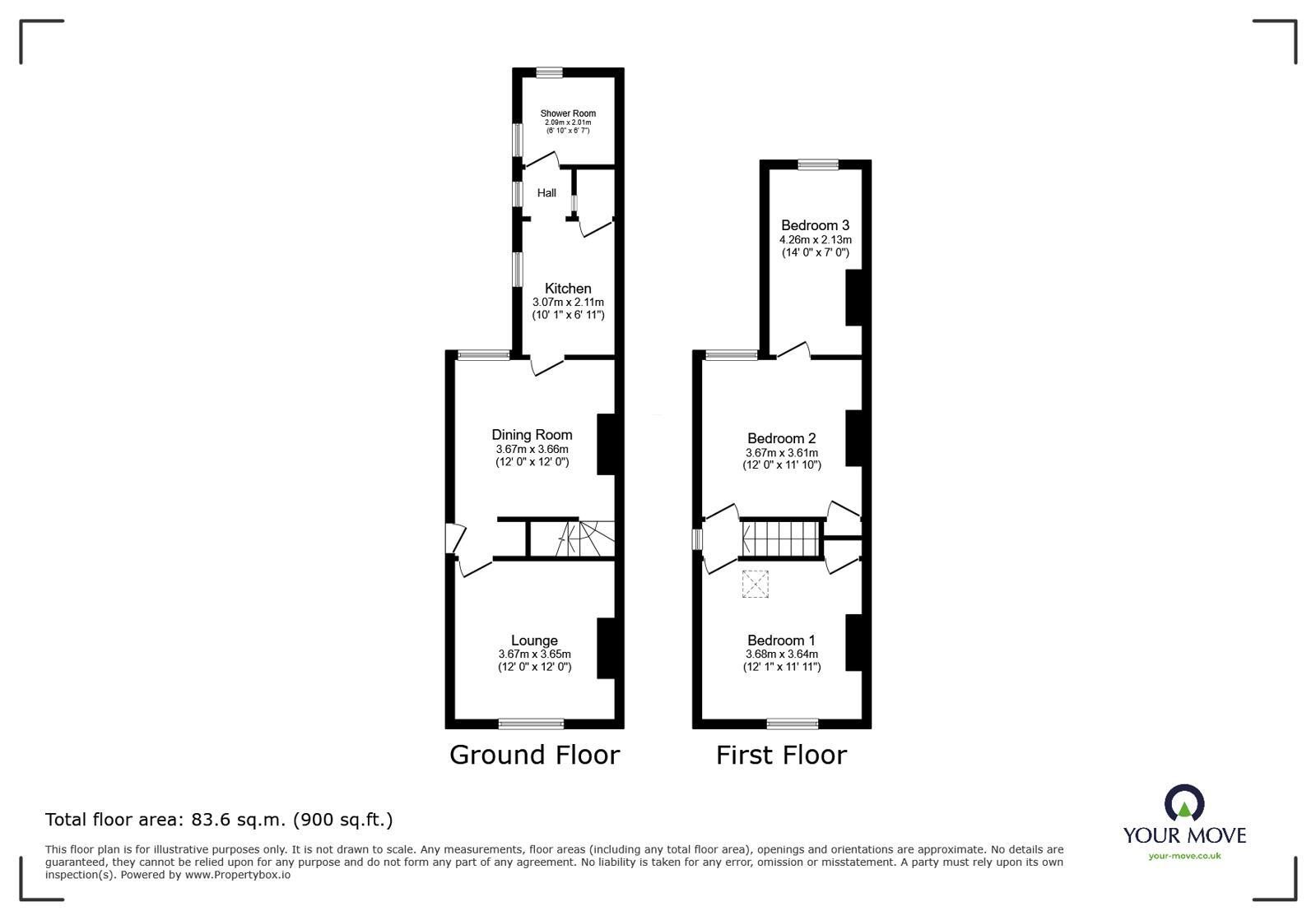 Floorplan of 3 bedroom Mid Terrace House for sale, Barker Gate, Ilkeston, DE7