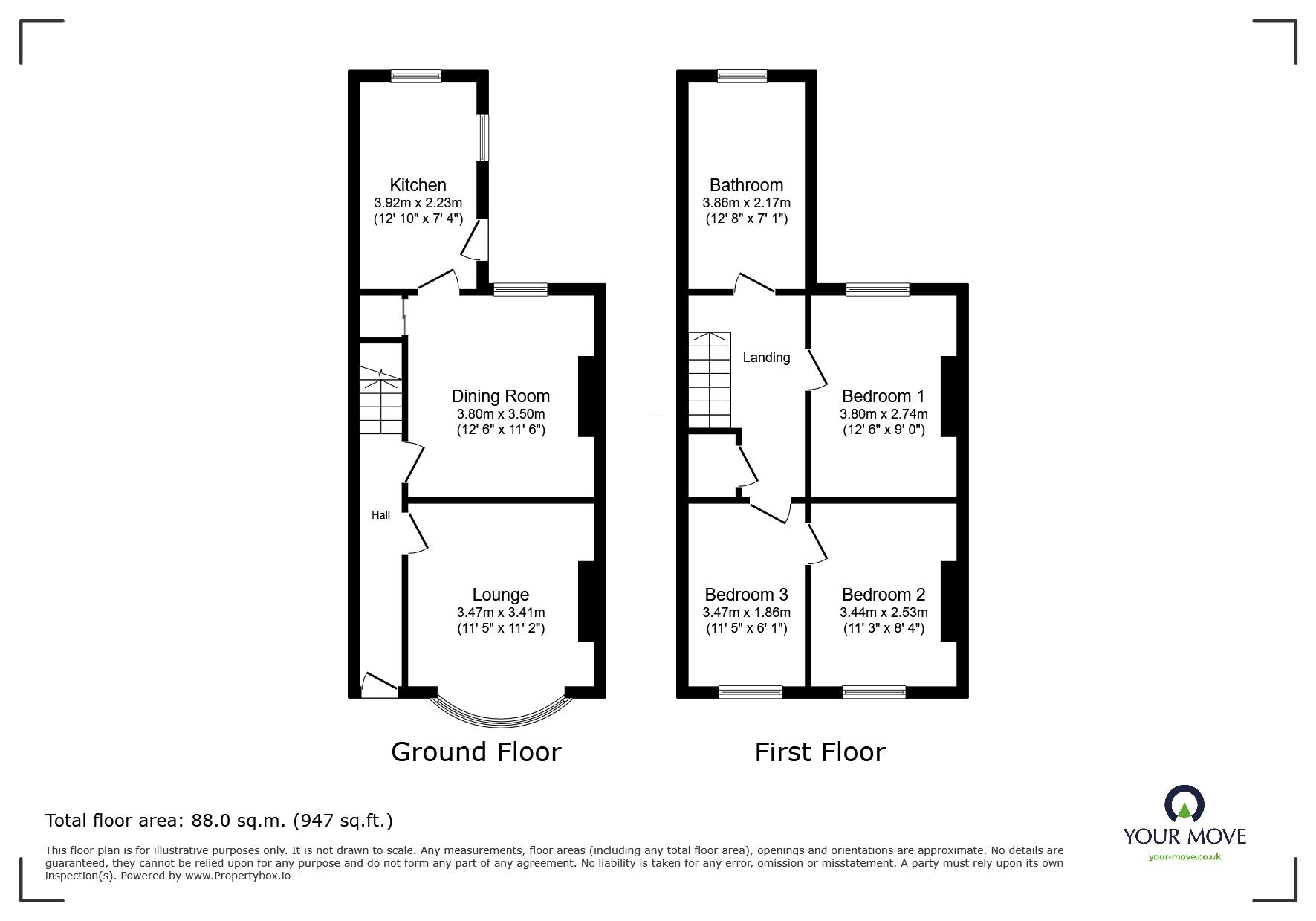 Floorplan of 2 bedroom Mid Terrace House for sale, Lord Haddon Road, Ilkeston, Derbyshire, DE7