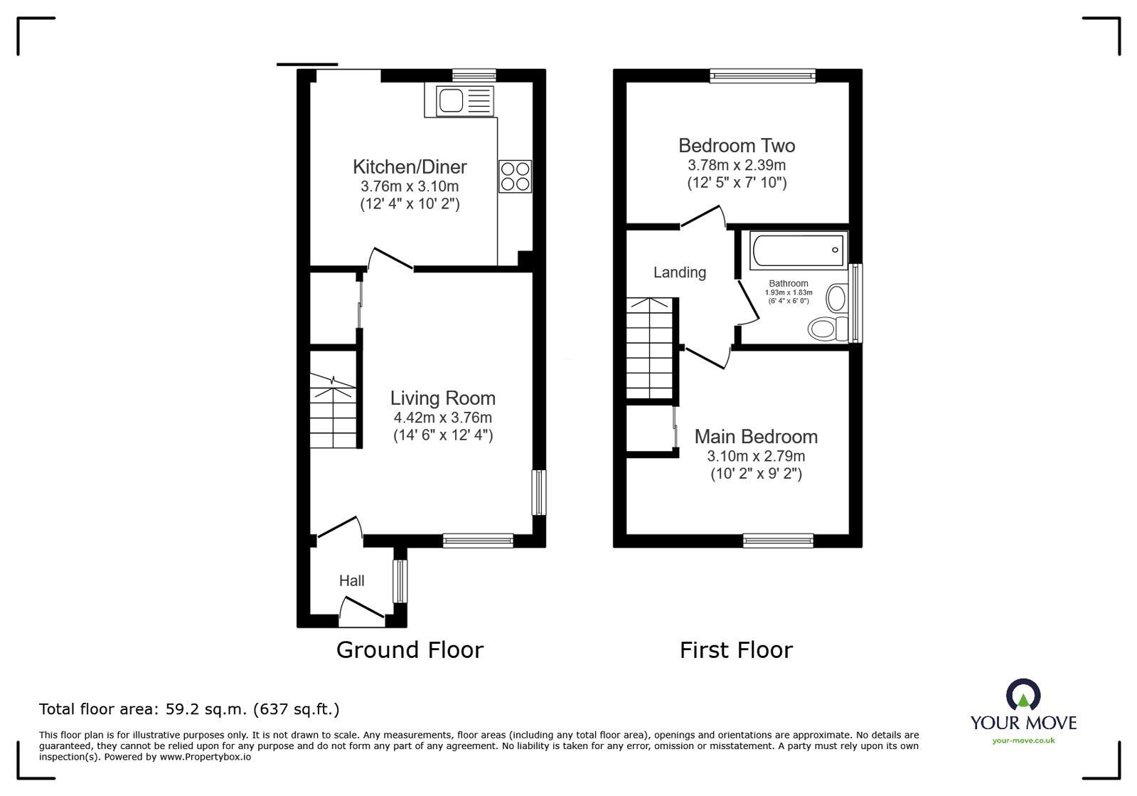 Floorplan of 2 bedroom Semi Detached House for sale, Thistle Road, Ilkeston, Derbyshire, DE7