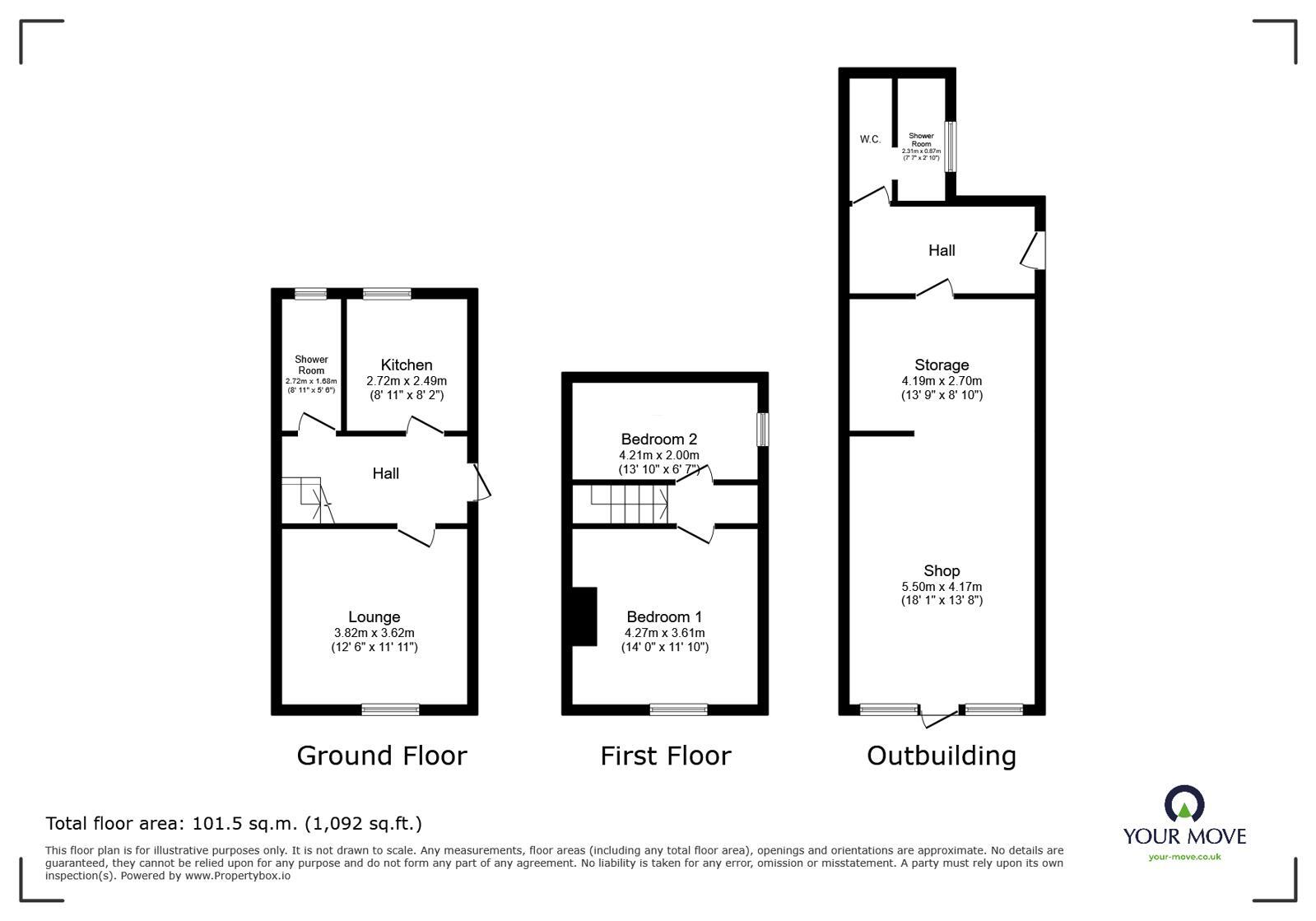 Floorplan of 2 bedroom Mid Terrace Flat for sale, Nottingham Road, Ilkeston, Derbyshire, DE7