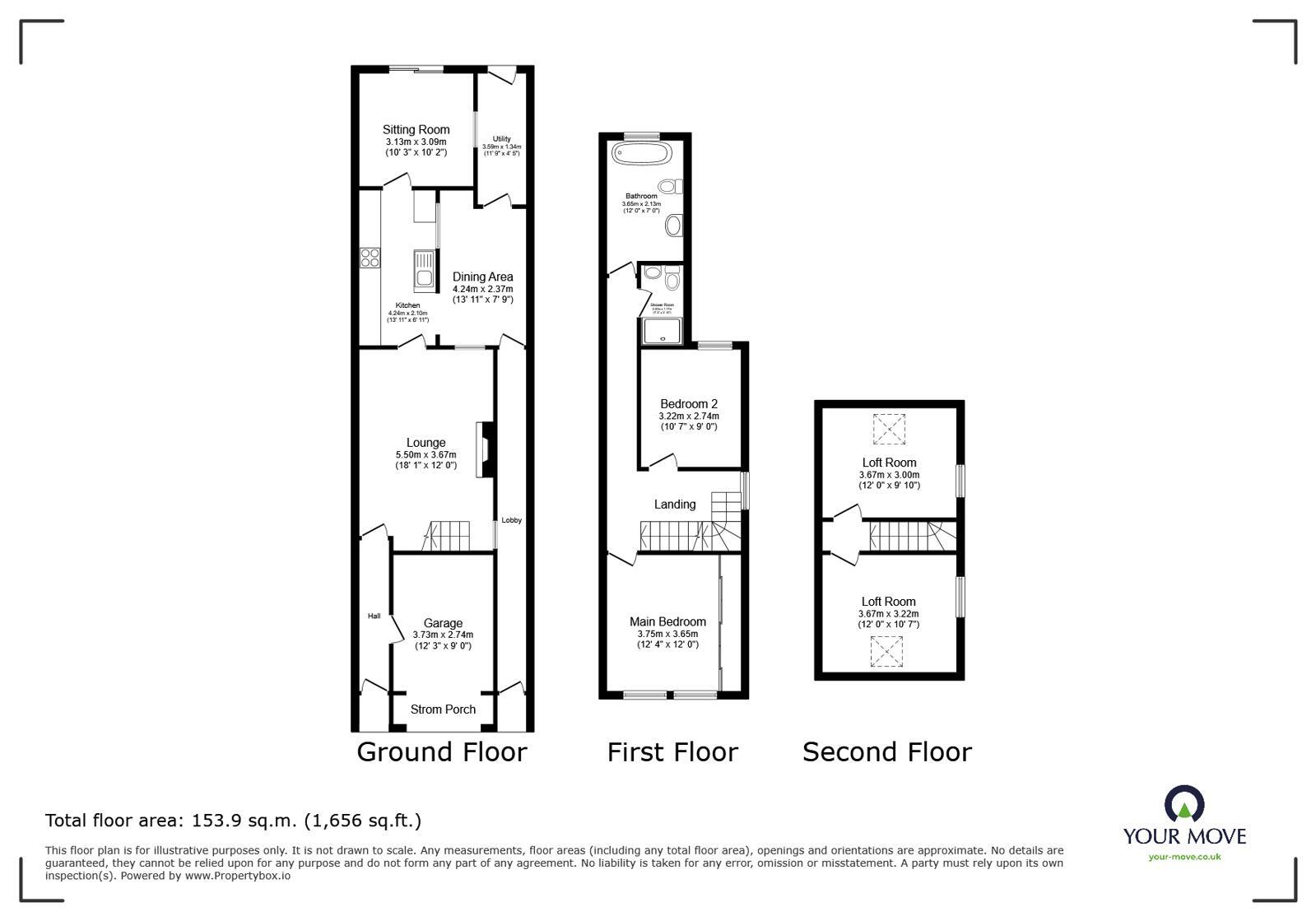 Floorplan of 2 bedroom Semi Detached House for sale, Belper Road, Stanley Common, Derbyshire, DE7