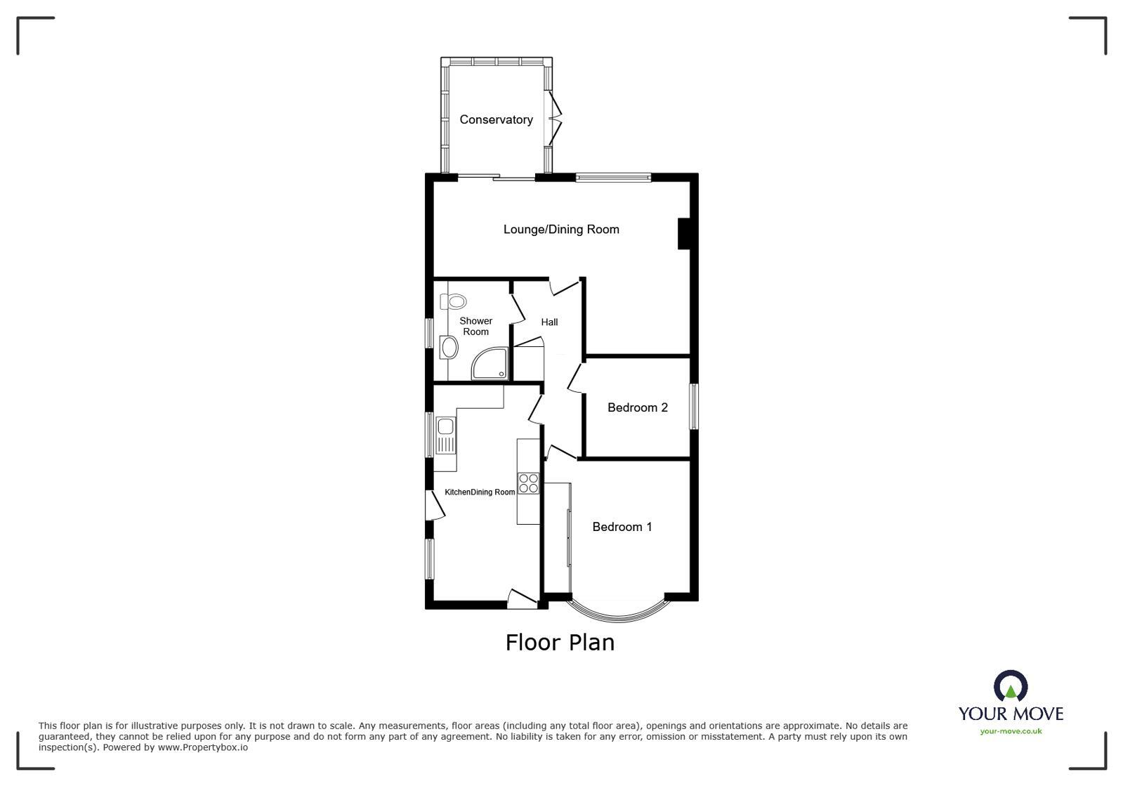Floorplan of 2 bedroom Detached Bungalow for sale, Derby Road, Ilkeston, Derbyshire, DE7