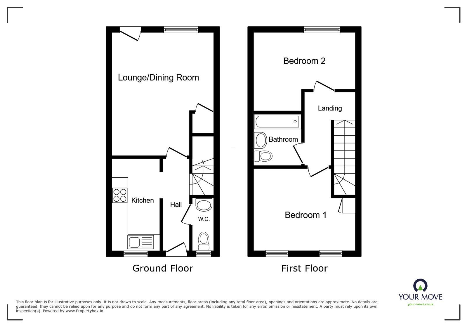 Floorplan of 2 bedroom End Terrace House for sale, Hallcroft Road, Ilkeston, Derbyshire, DE7