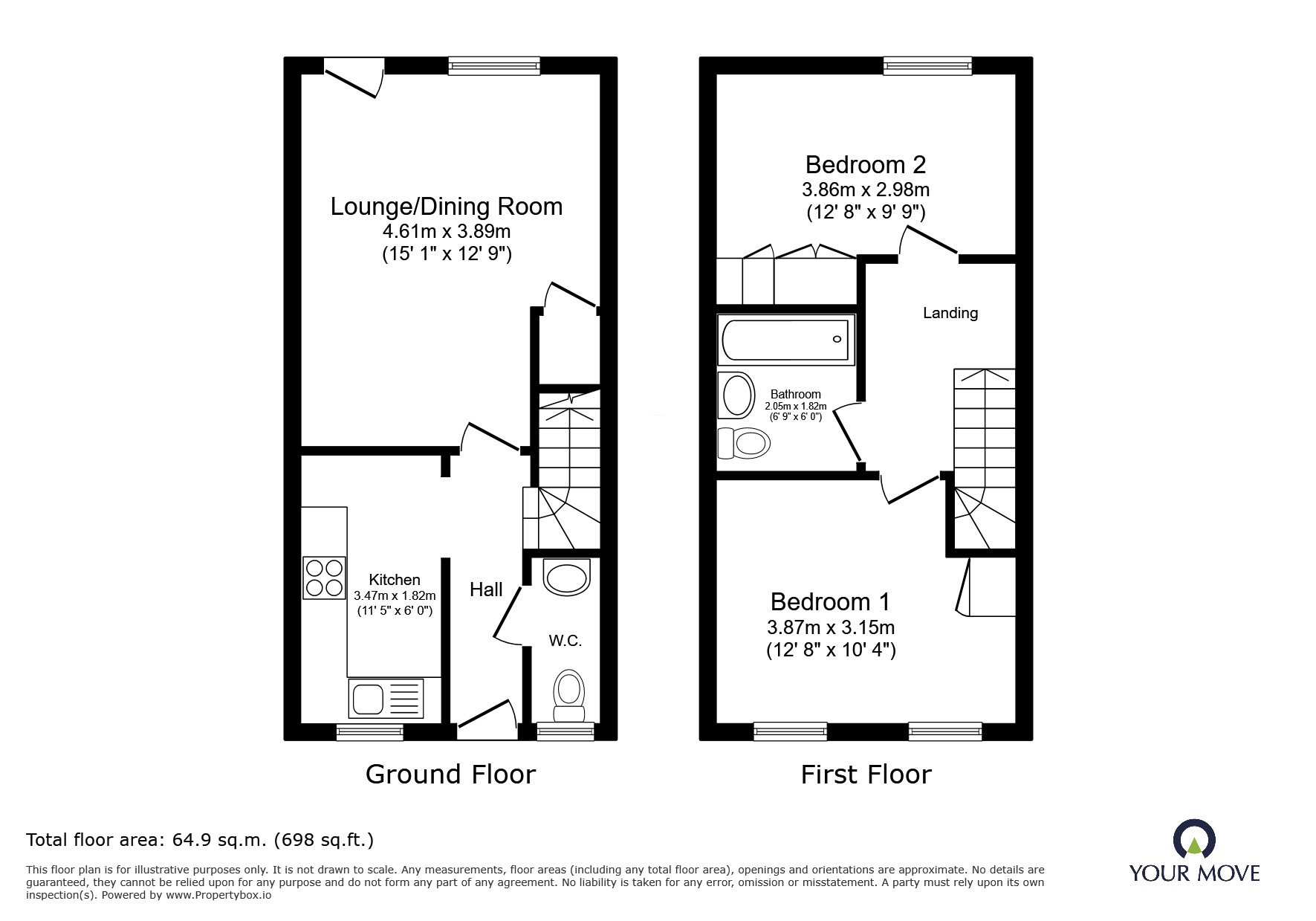 Floorplan of 2 bedroom End Terrace House for sale, Hallcroft Road, Ilkeston, Derbyshire, DE7