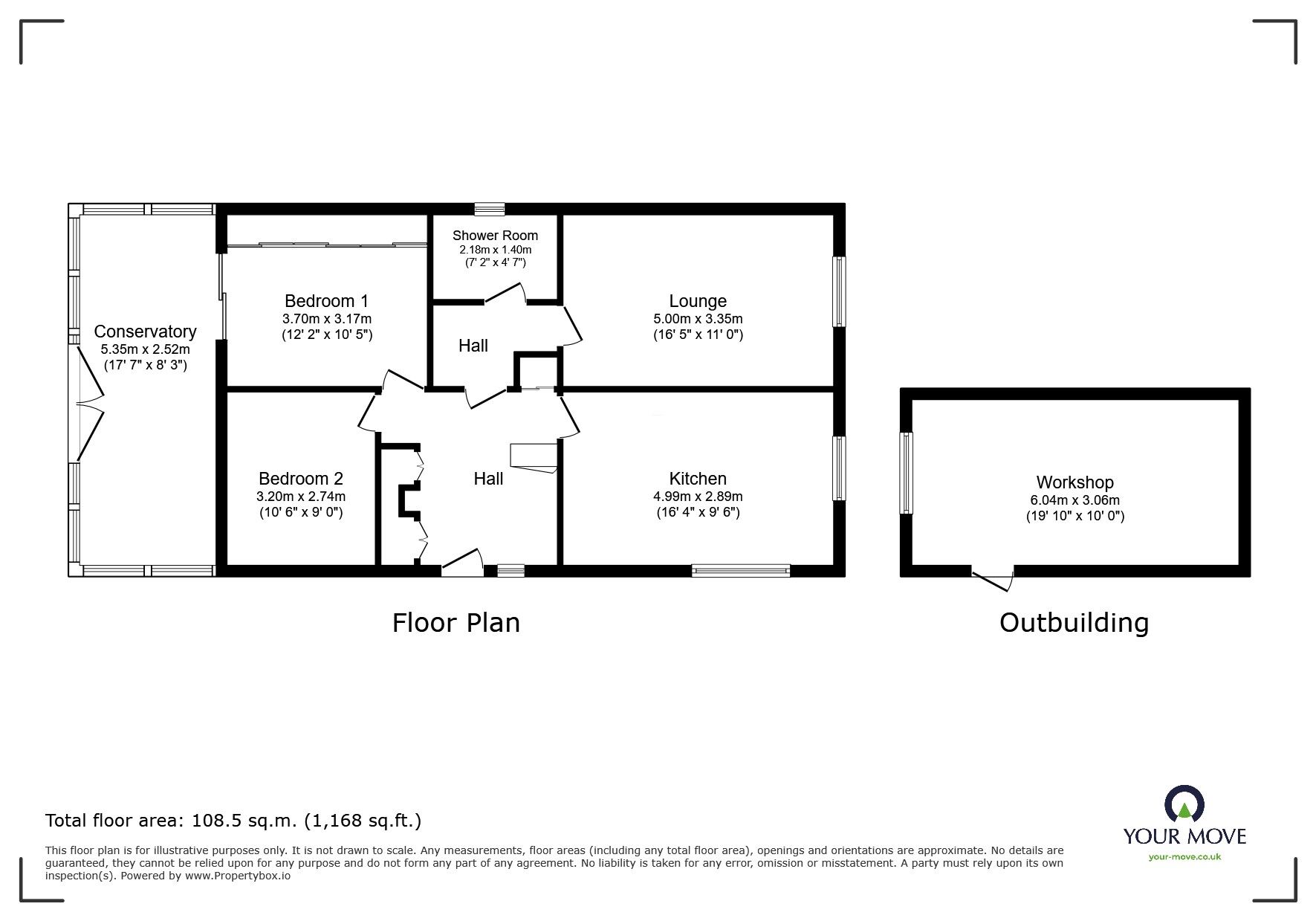 Floorplan of 2 bedroom Detached Bungalow for sale, Wortley Close, Ilkeston, Derbyshire, DE7