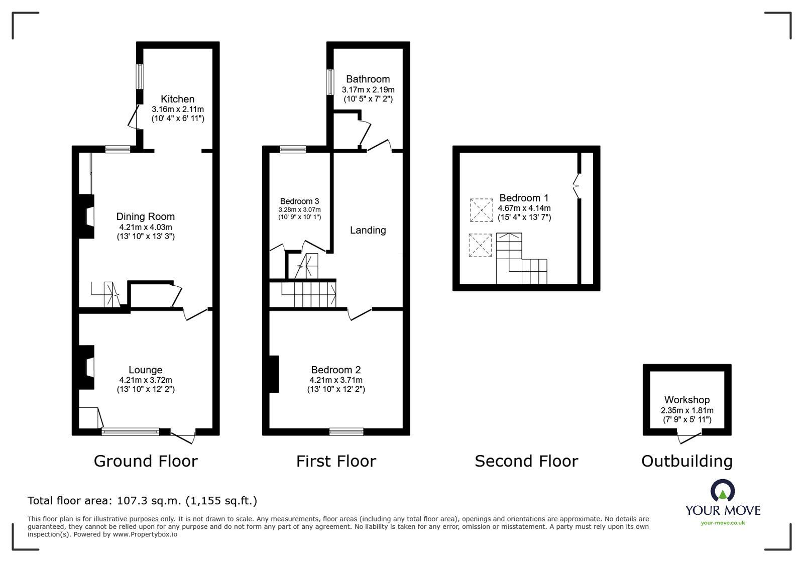 Floorplan of 3 bedroom Mid Terrace House for sale, Graham Street, Ilkeston, Derbyshire, DE7