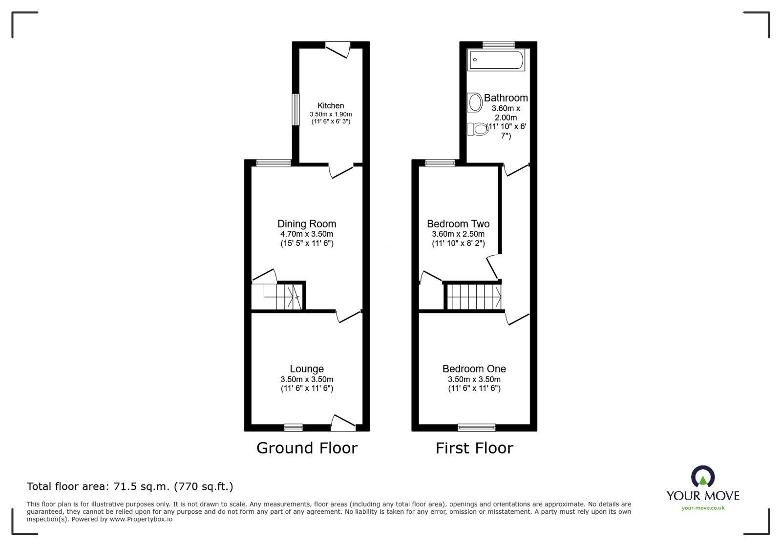 Floorplan of 2 bedroom Mid Terrace House for sale, Lime Street, Ilkeston, Derbyshire, DE7