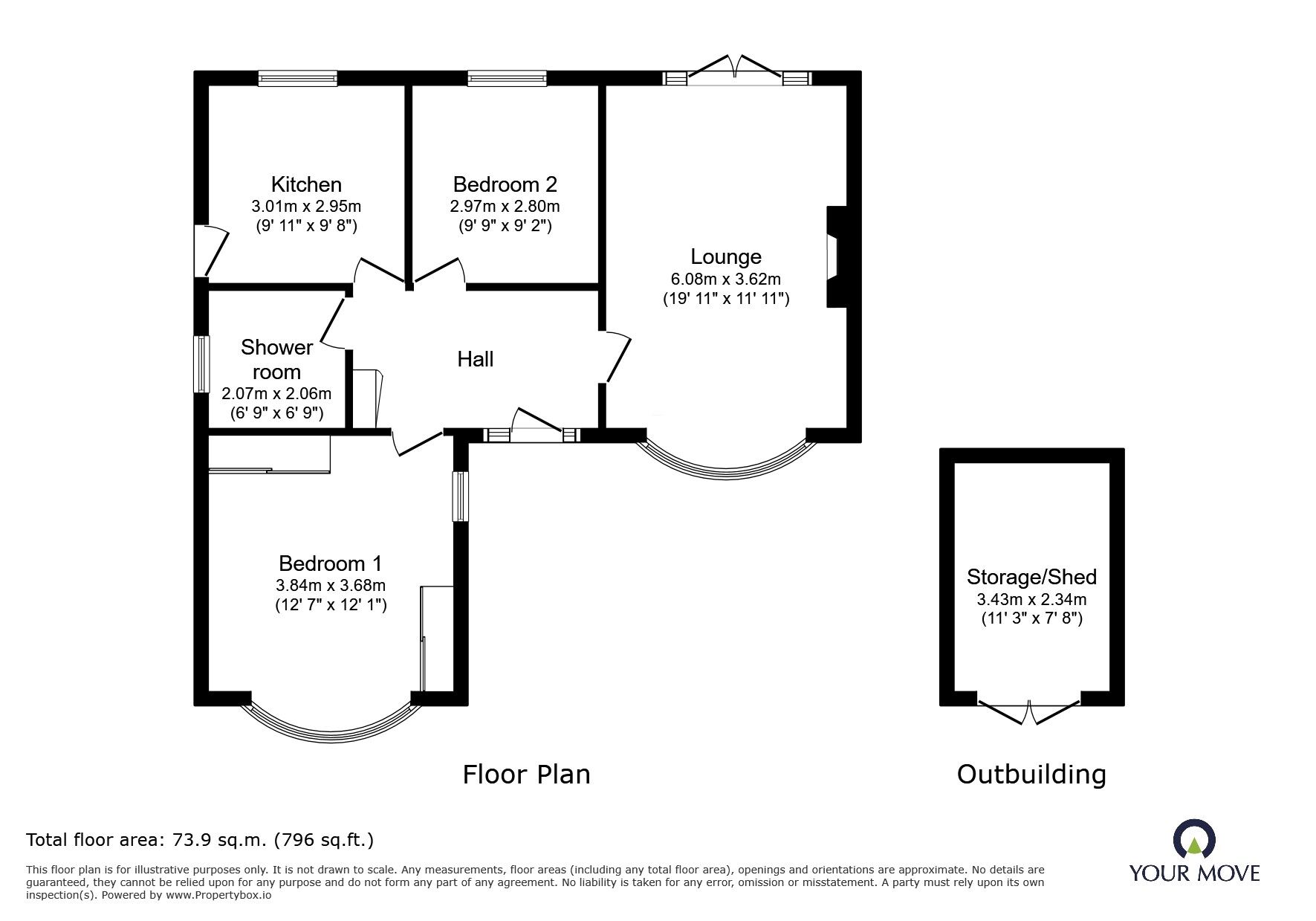 Floorplan of 2 bedroom Detached Bungalow for sale, Park Road, Ilkeston, Derbyshire, DE7