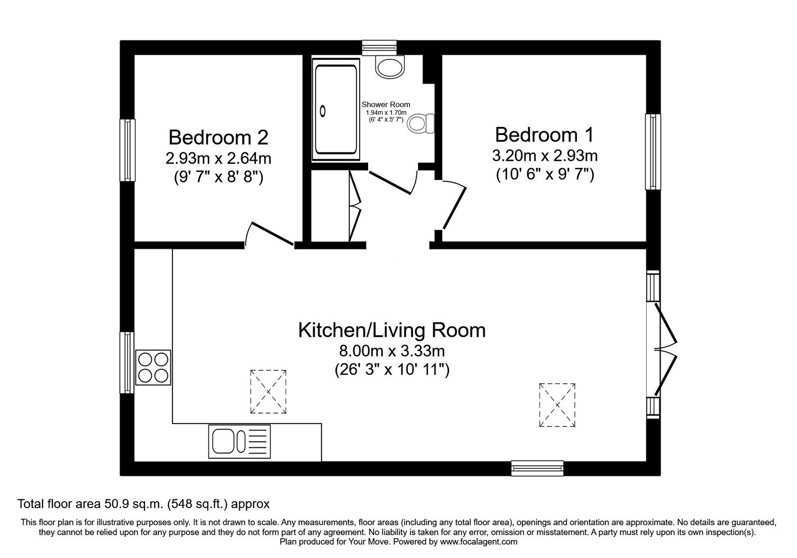 Floorplan of 2 bedroom Detached Bungalow for sale, Station Road, West Hallam, Derbyshire, DE7