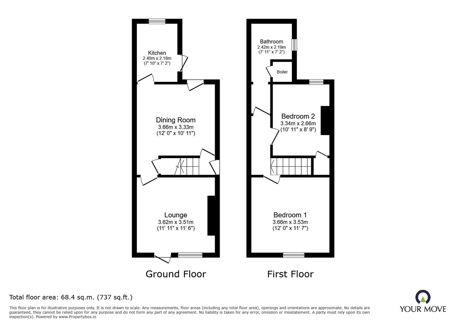 Floorplan of 2 bedroom Mid Terrace House for sale, Norman Street, Ilkeston, Derbyshire, DE7