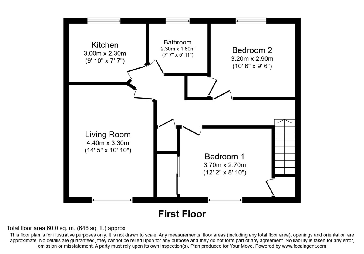 Floorplan of 2 bedroom  Flat to rent, Culduthel Mains Court, Culduthel, Inverness, IV2