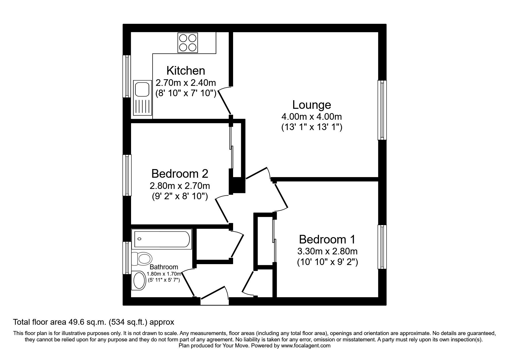 Floorplan of 2 bedroom  Flat to rent, Alltan Court, Culloden, Inverness, IV2