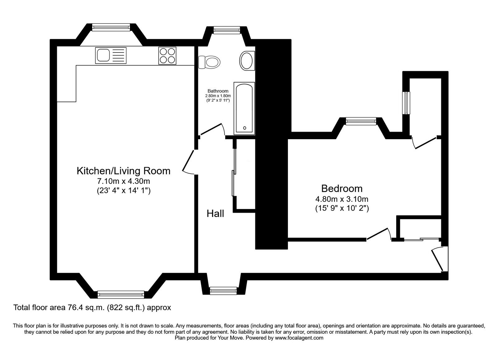 Floorplan of 1 bedroom  Flat for sale, Hedgefield House, Culduthel Road, Highland, IV2