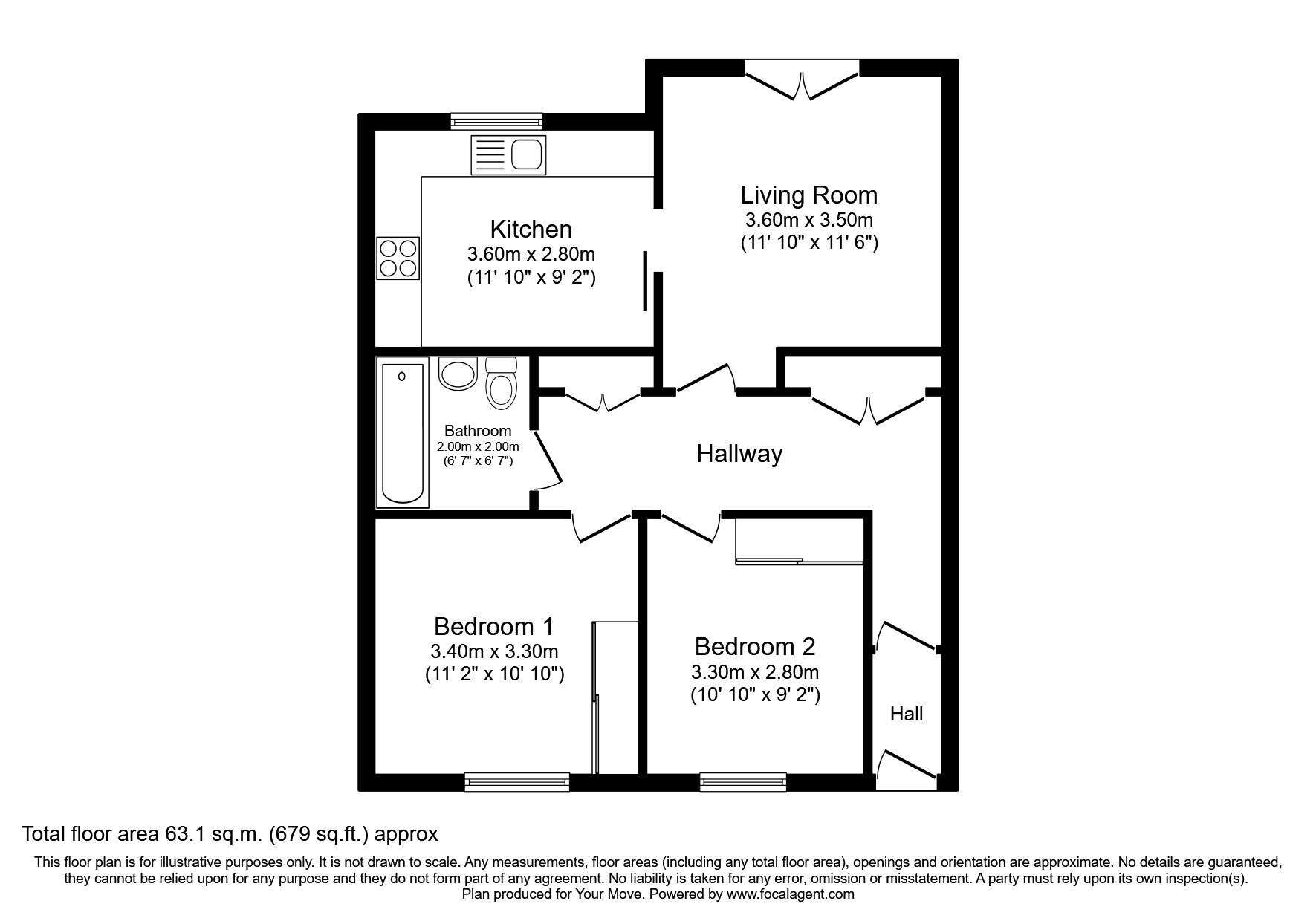 Floorplan of 2 bedroom  Flat for sale, Portland Place, Inverness, Highland, IV1