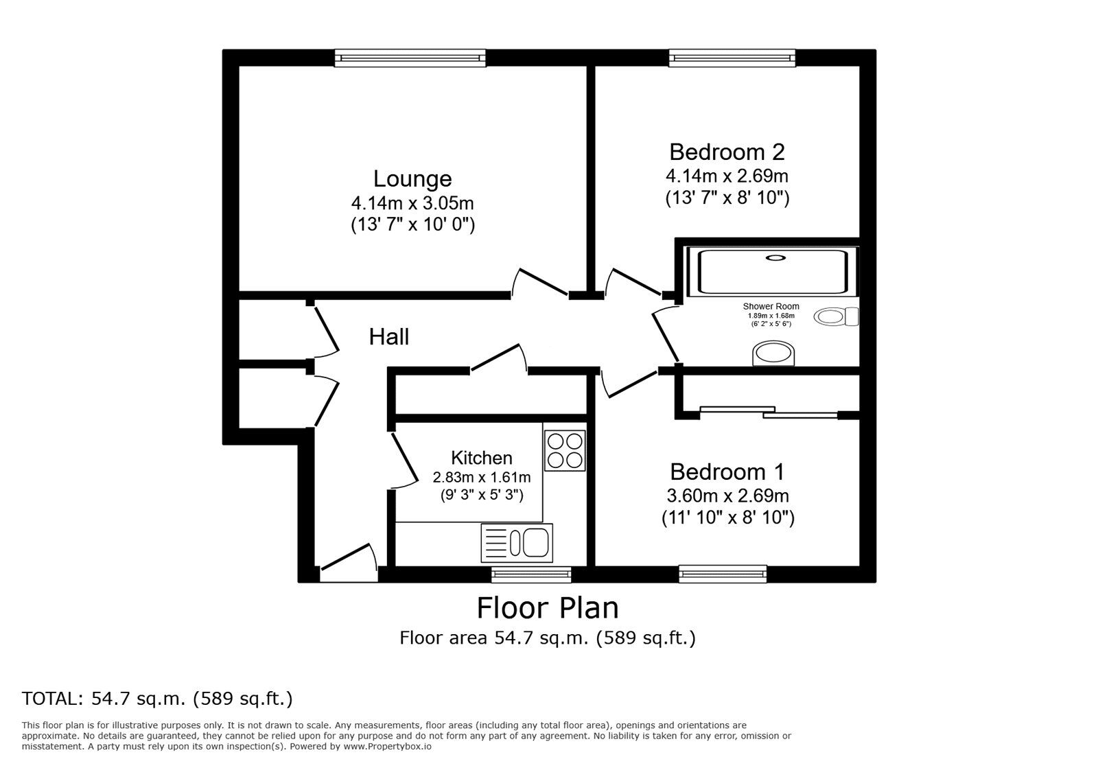 Floorplan of 2 bedroom  Flat for sale, Millburn Square, Inverness, Highland, IV2