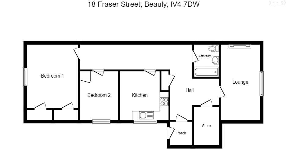 Floorplan of 2 bedroom  Flat for sale, Fraser Street, Beauly, Inverness-Shire, IV4
