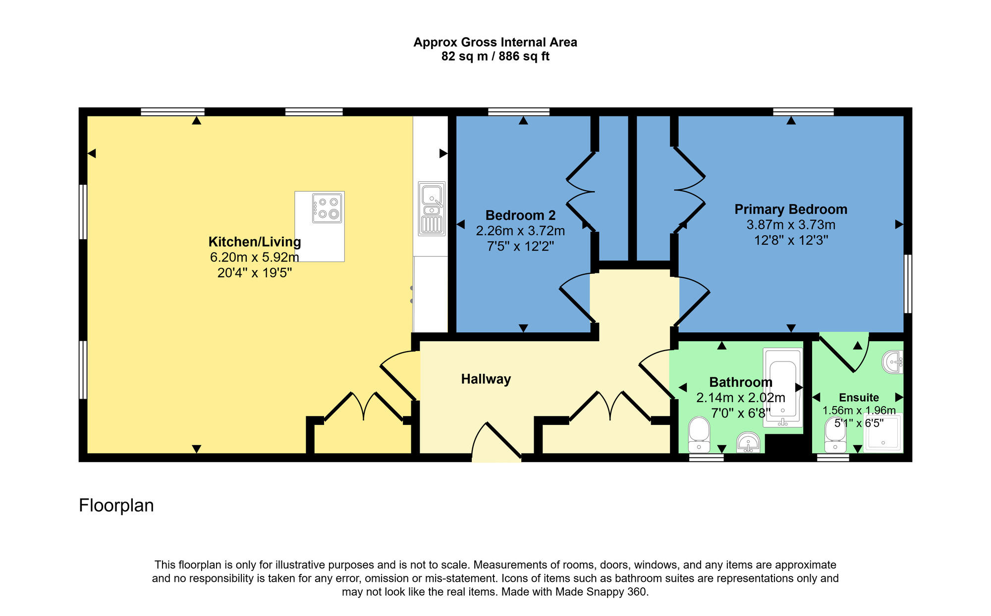 Floorplan of 2 bedroom  Flat for sale, Bishops Hill Road, Tornagrain, Highland, IV2