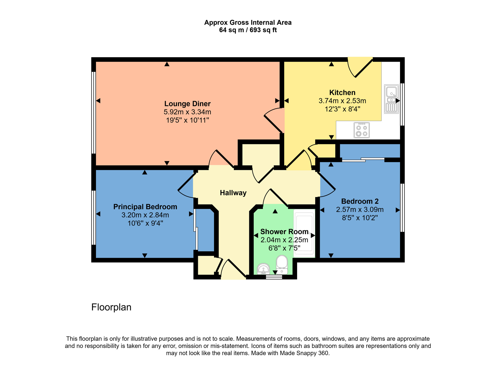 Floorplan of 2 bedroom Detached Bungalow for sale, Essich Gardens, Inverness, Highland, IV2