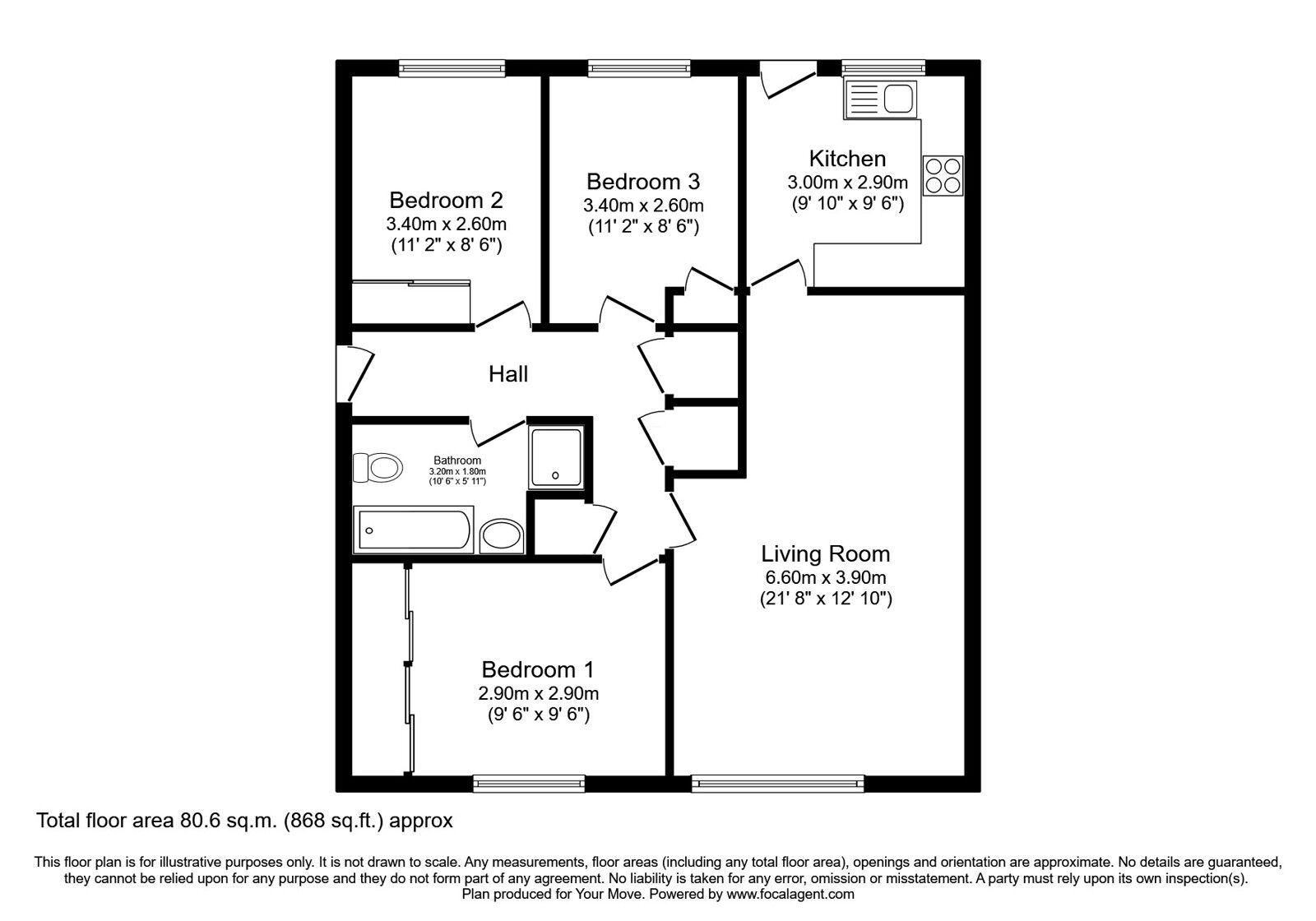 Floorplan of 3 bedroom Semi Detached Bungalow for sale, Holm Dell Road, Inverness, Highland, IV2