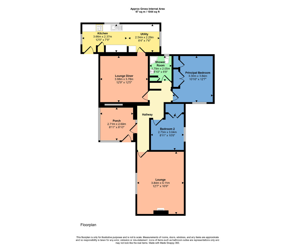 Floorplan of 2 bedroom Detached Bungalow for sale, Easterton, Dalcross, Highland, IV2