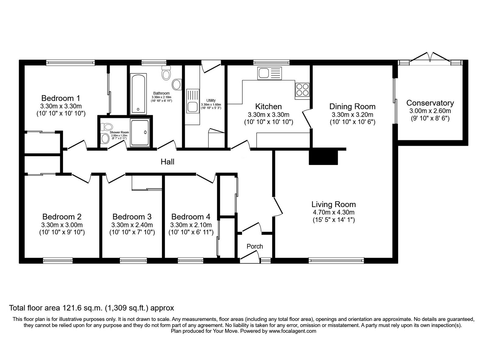 Floorplan of 4 bedroom Detached Bungalow for sale, Inshes View, Westhill, Highland, IV2