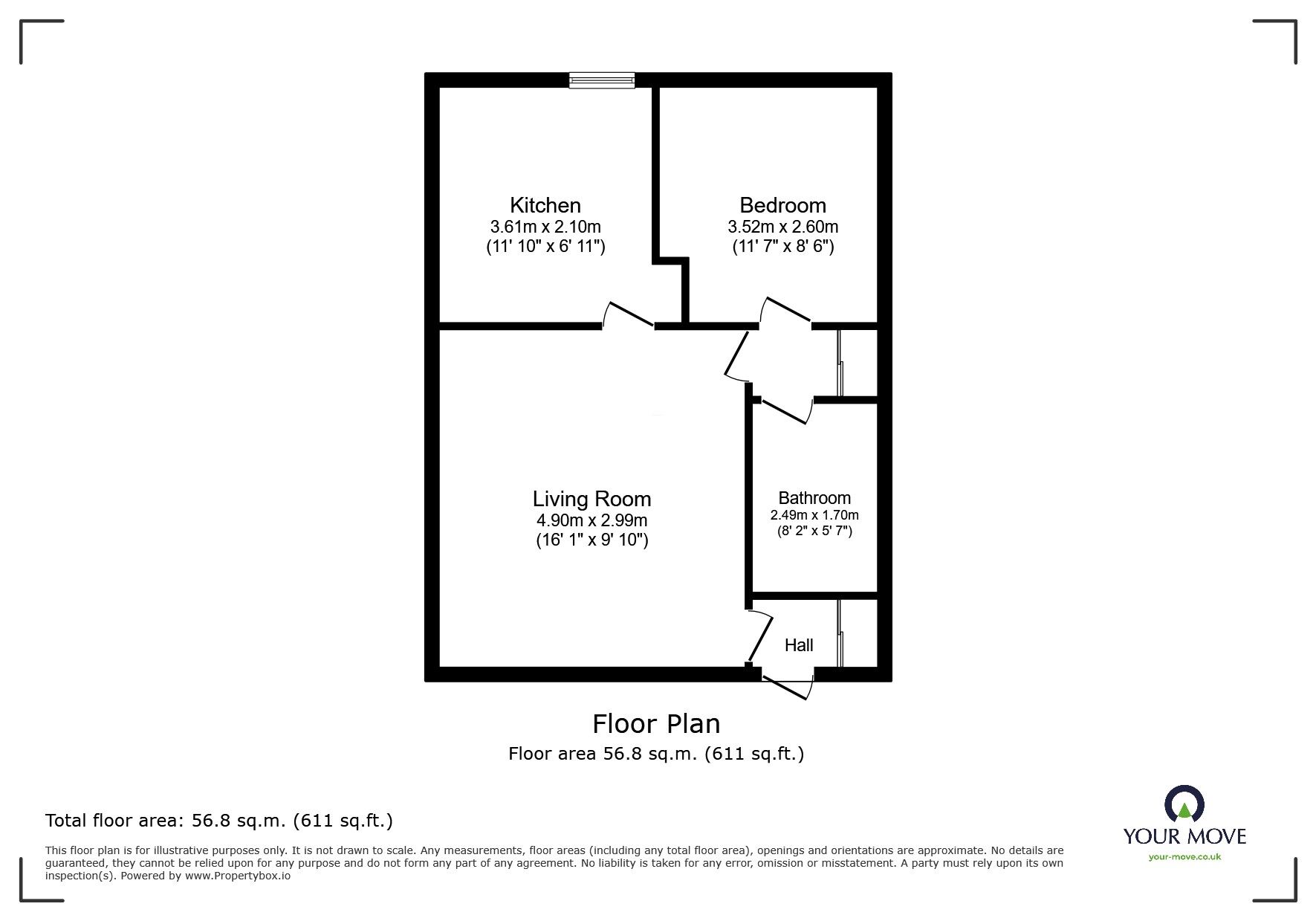 Floorplan of 1 bedroom Semi Detached Bungalow for sale, Lochlann Crescent, Culloden, Highland, IV2