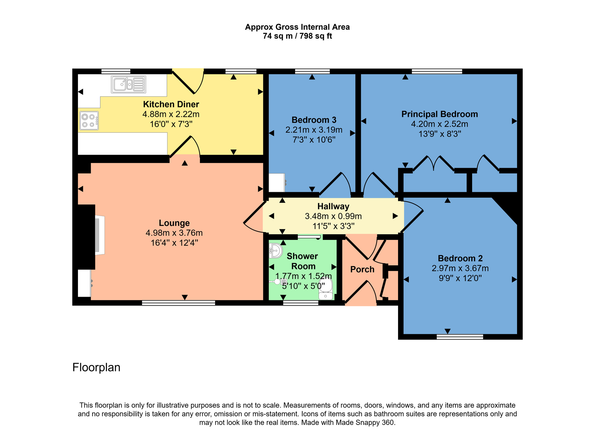 Floorplan of 3 bedroom Semi Detached Bungalow for sale, Beaufort Gardens, Beauly, Highland, IV4