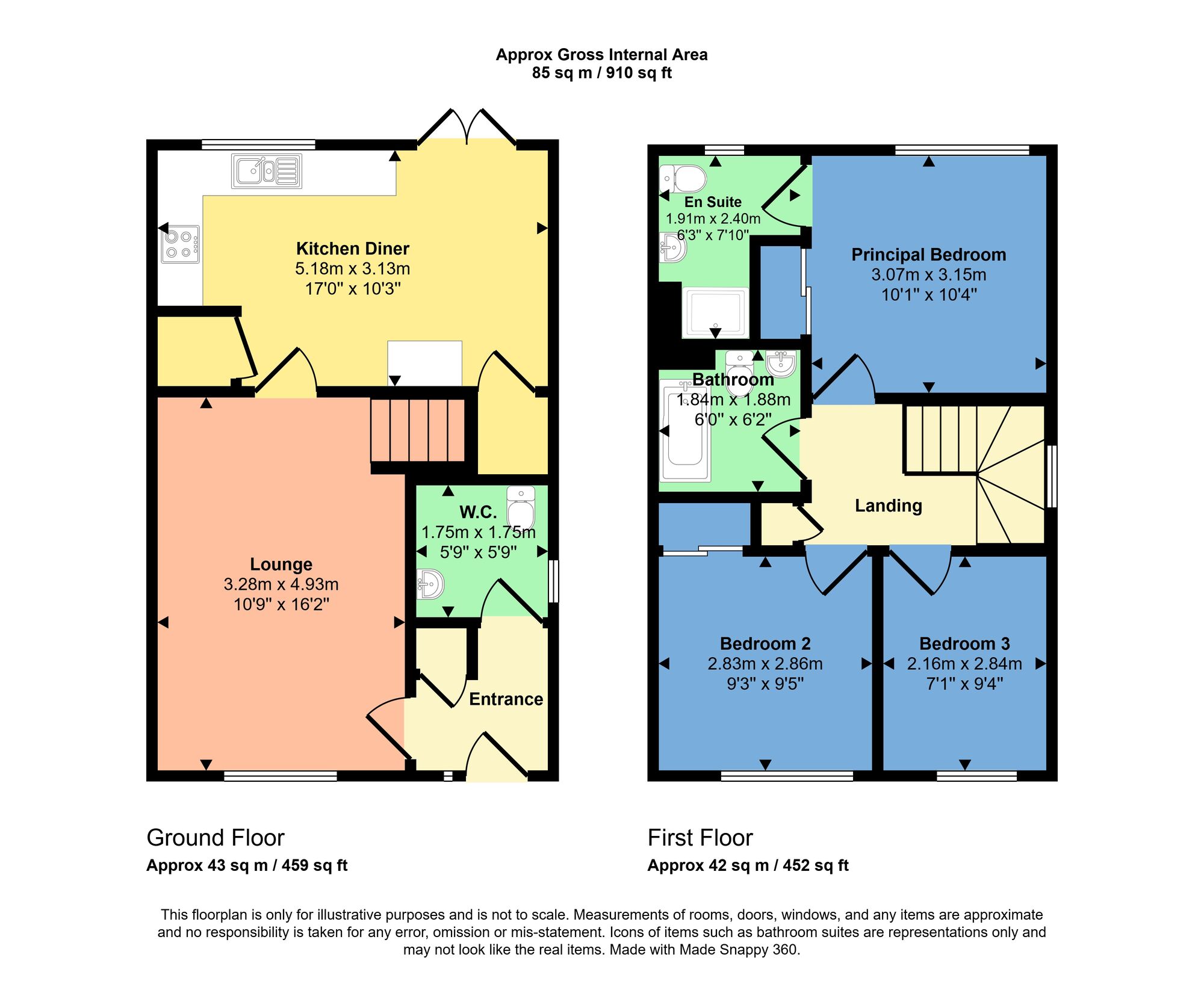Floorplan of 3 bedroom Semi Detached House for sale, Kenilworth Road, Slackbuie, Highland, IV2