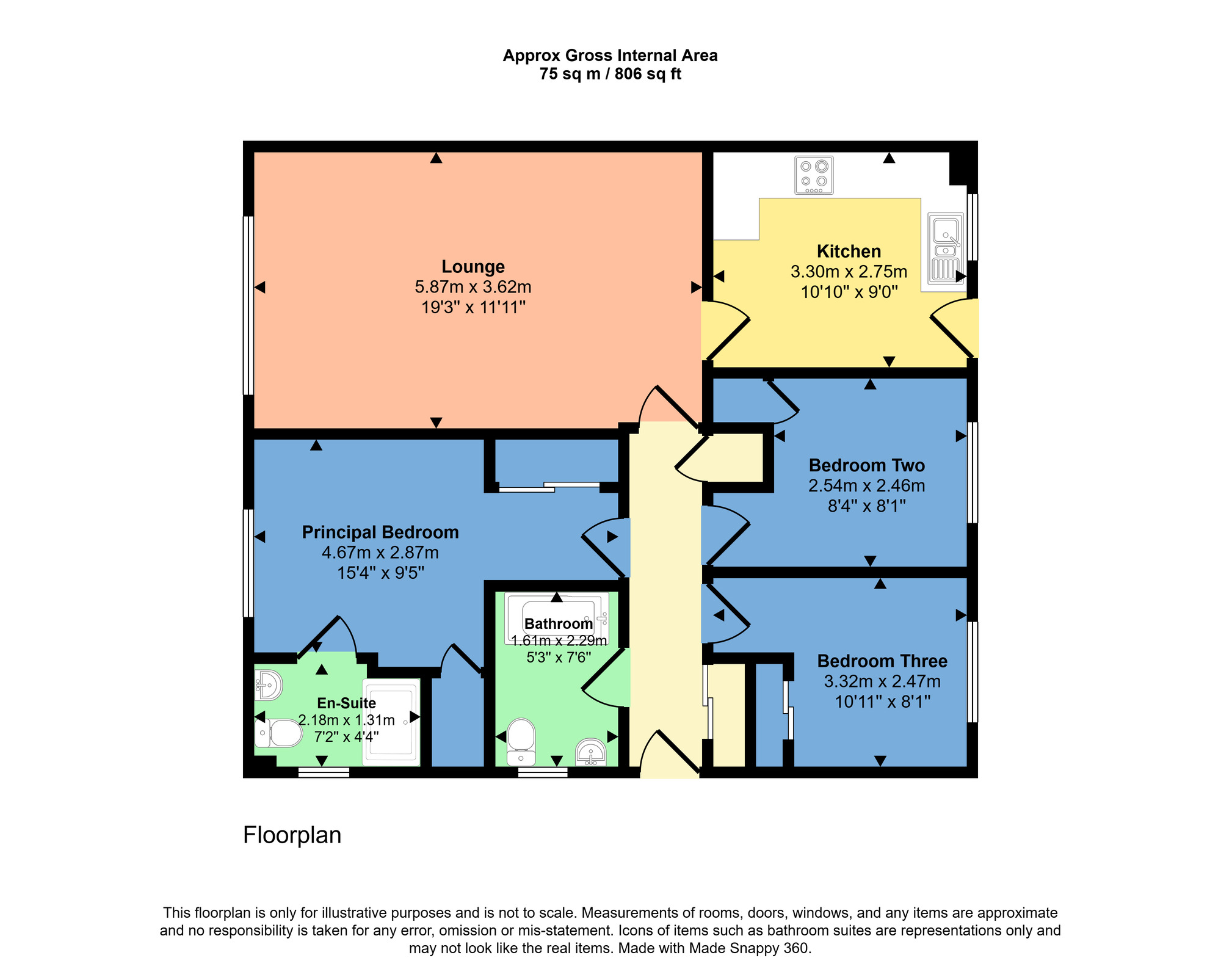Floorplan of 3 bedroom Semi Detached Bungalow for sale, Holm Farm Road, Culduthel, Highland, IV2