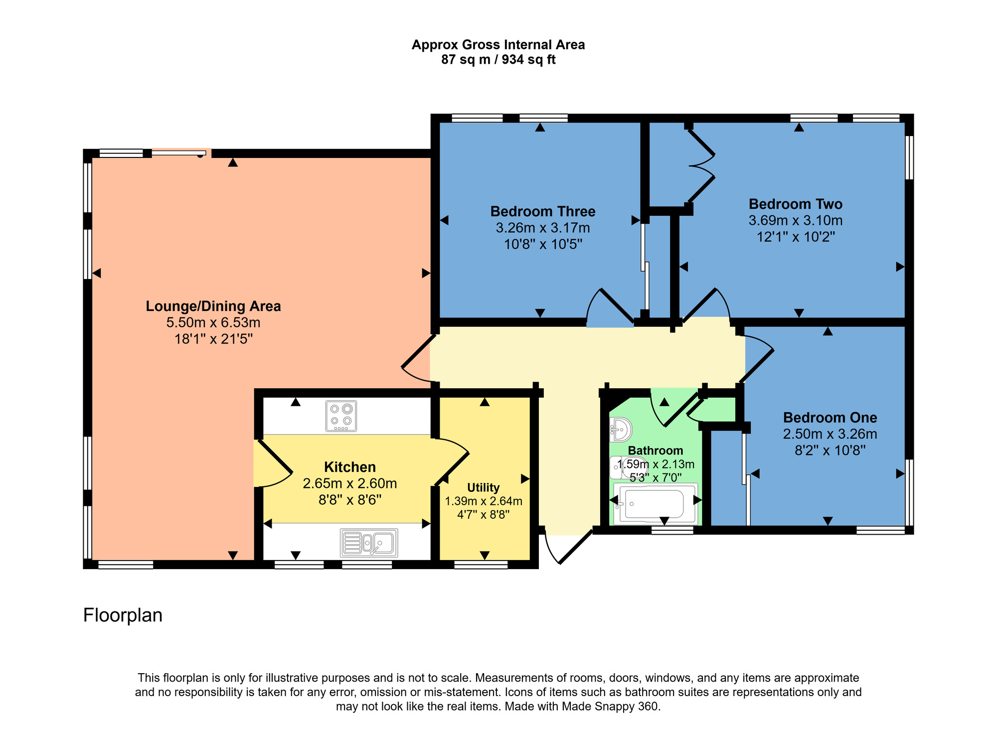 Floorplan of 3 bedroom Detached Bungalow for sale, Kirkton Gardens, Lochcarron, Highland, IV54