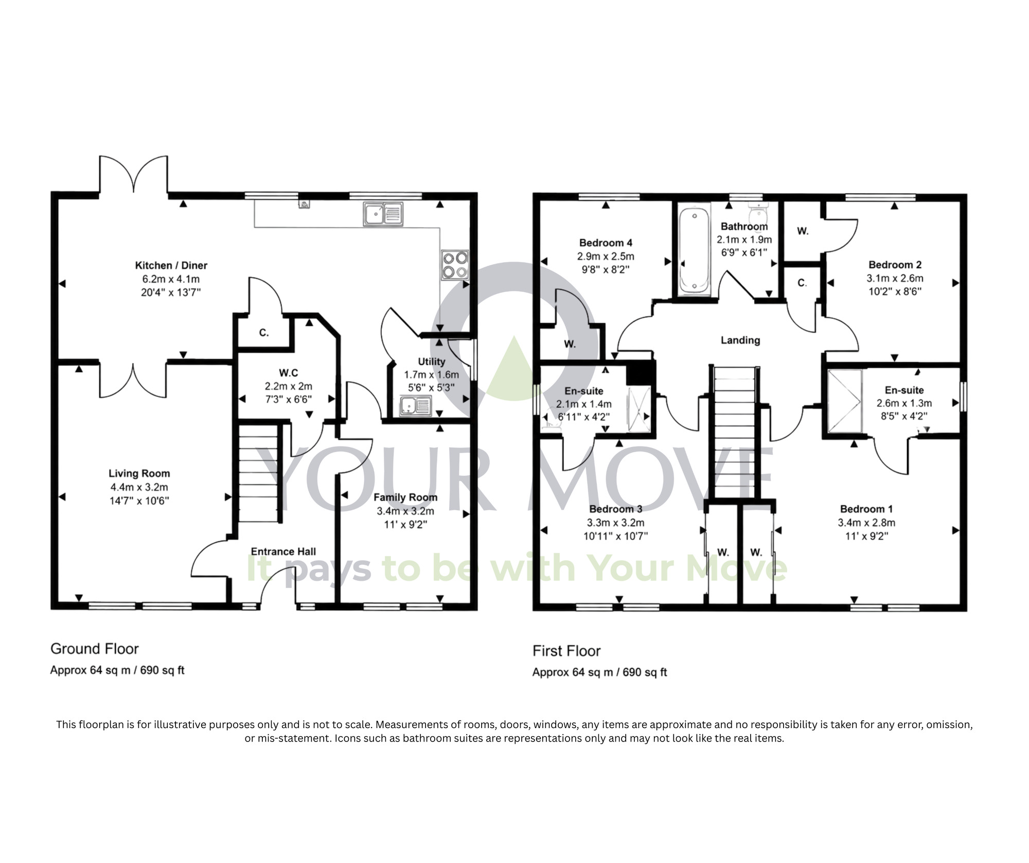 Floorplan of 4 bedroom Detached House for sale, First Field Avenue, North Kessock, Highland, IV1