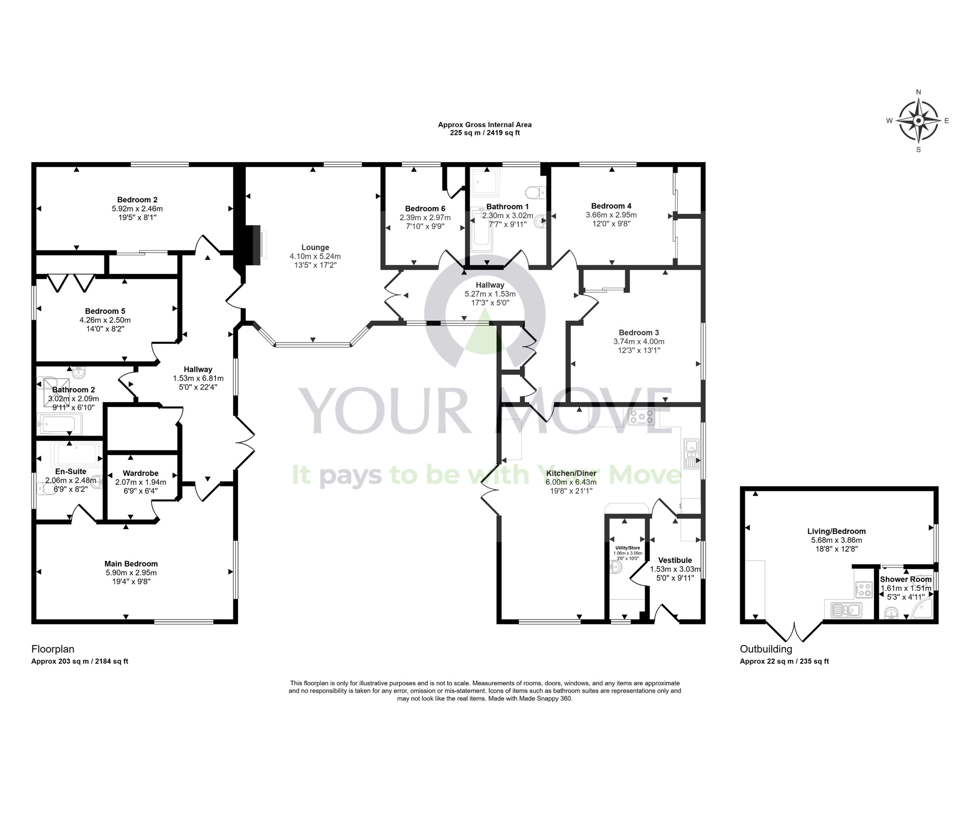 Floorplan of 6 bedroom Detached Bungalow for sale, Tomatin, Inverness, Highland, IV13