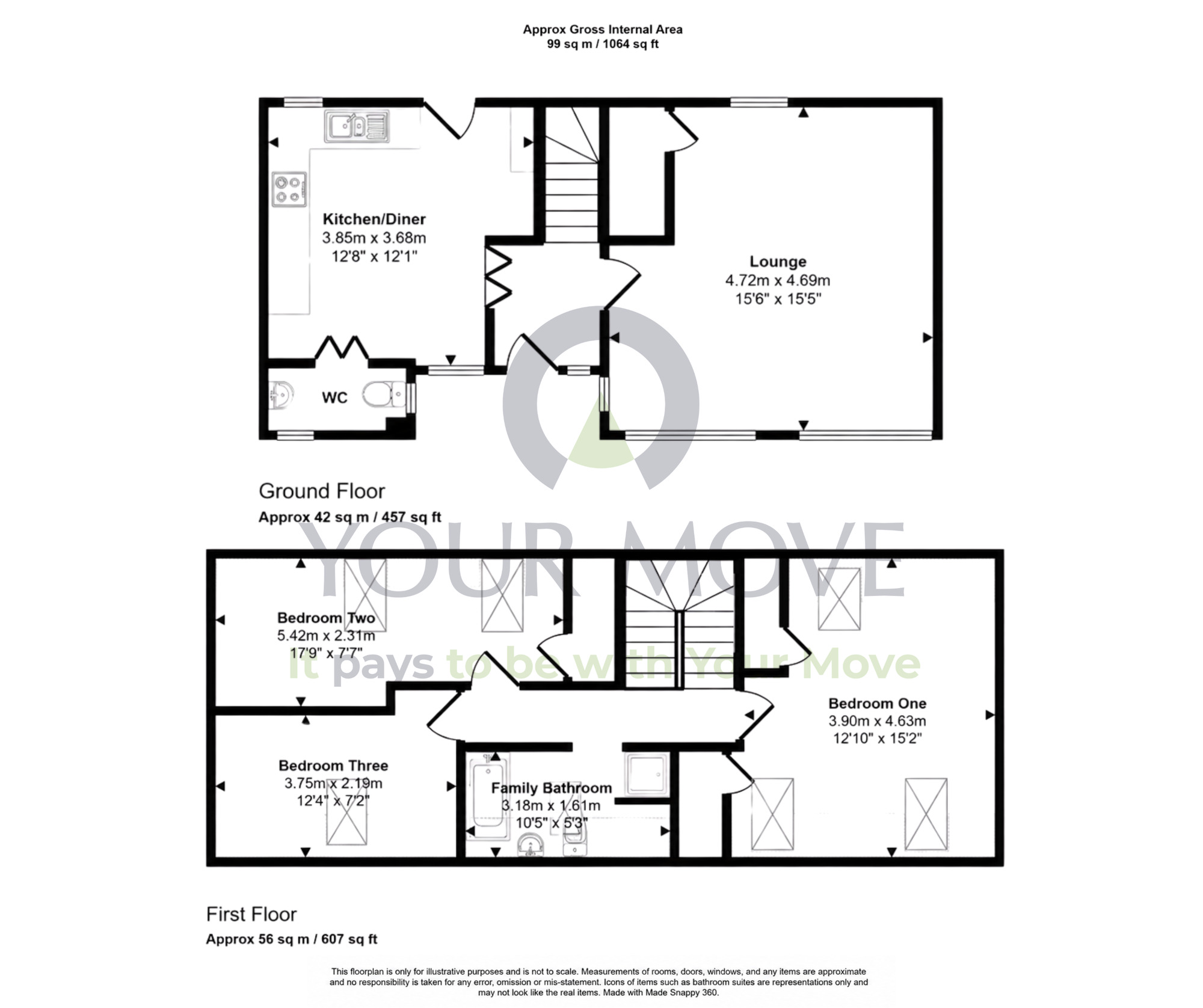 Floorplan of 3 bedroom Mid Terrace House for sale, Evanton, Dingwall, Highland, IV16