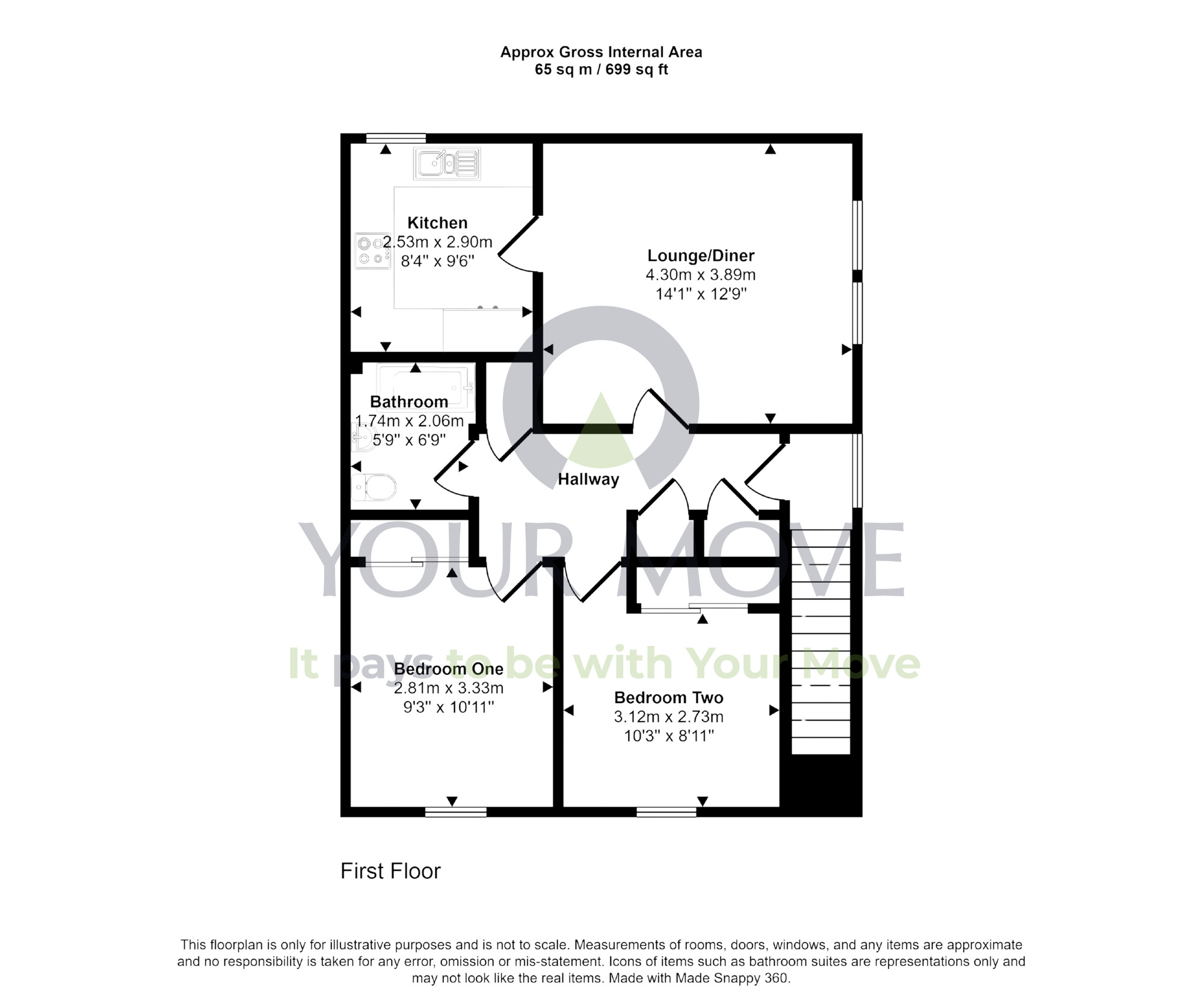 Floorplan of 2 bedroom Flat for sale, Nobles Court, Muir of Ord, Highland, IV6