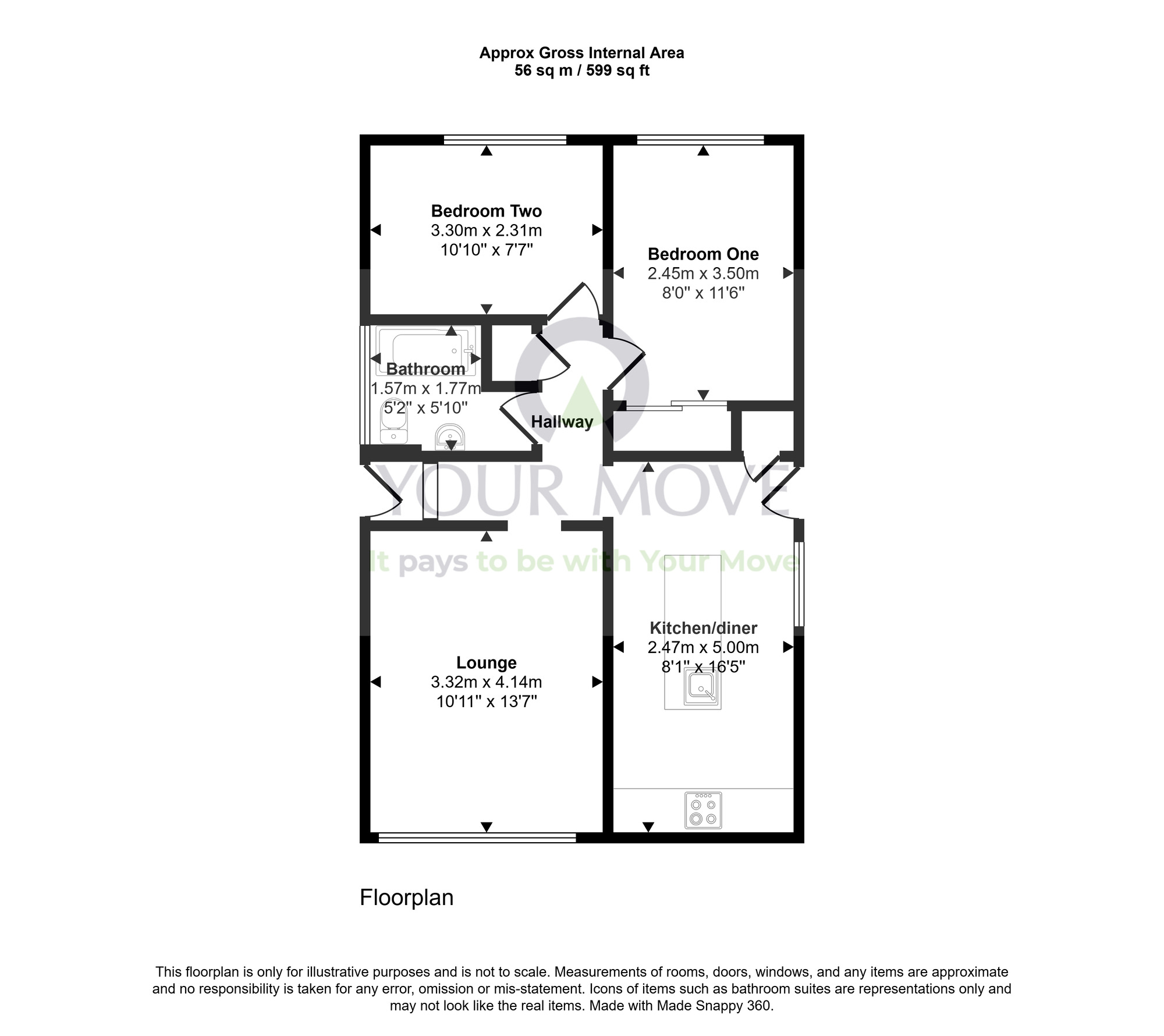 Floorplan of 2 bedroom Detached Bungalow for sale, Drumdevan Road, Inverness, Highland, IV2
