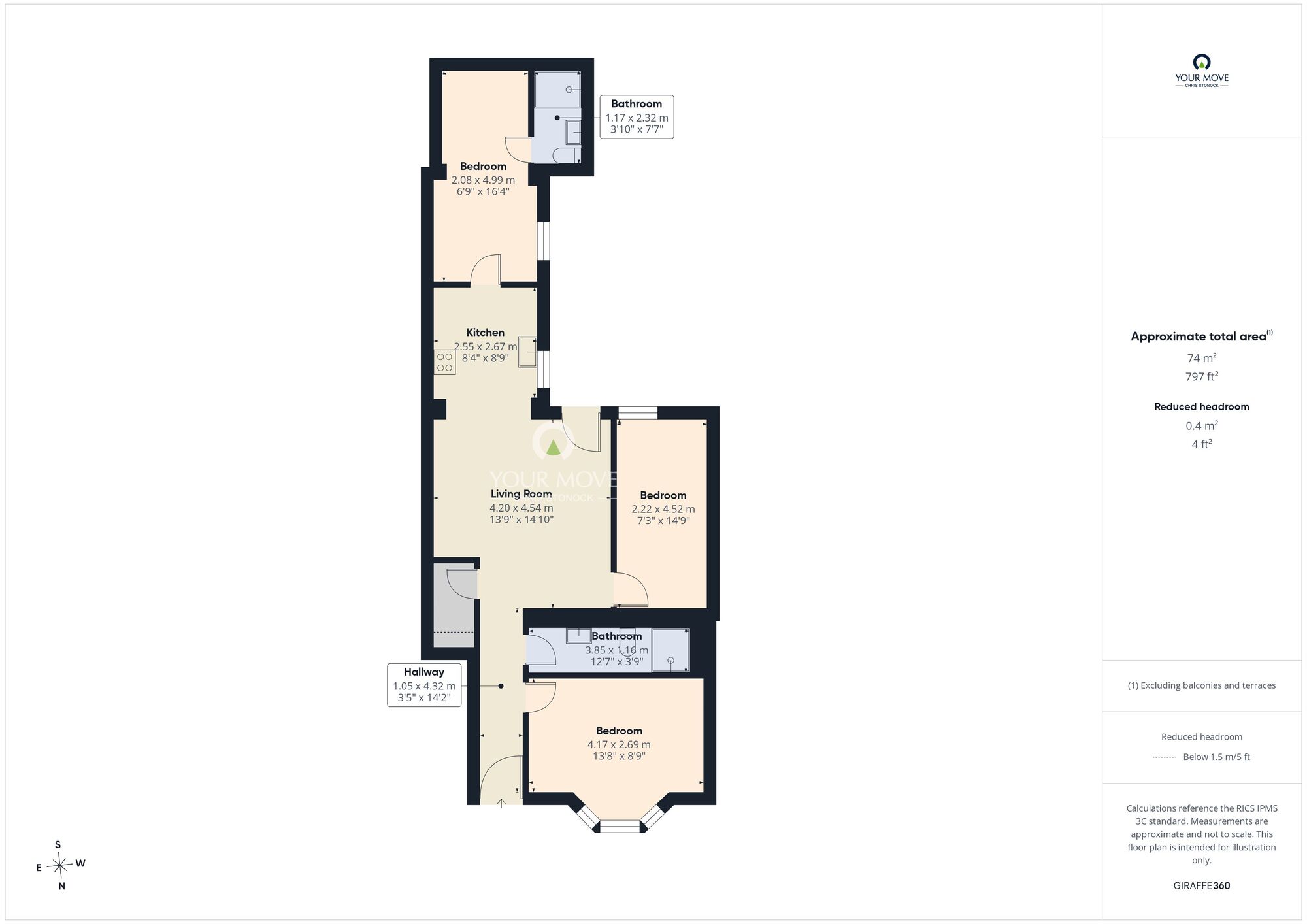 Floorplan of 3 bedroom Flat to rent, Lavender Gardens, Newcastle upon Tyne, Tyne and Wear, NE2