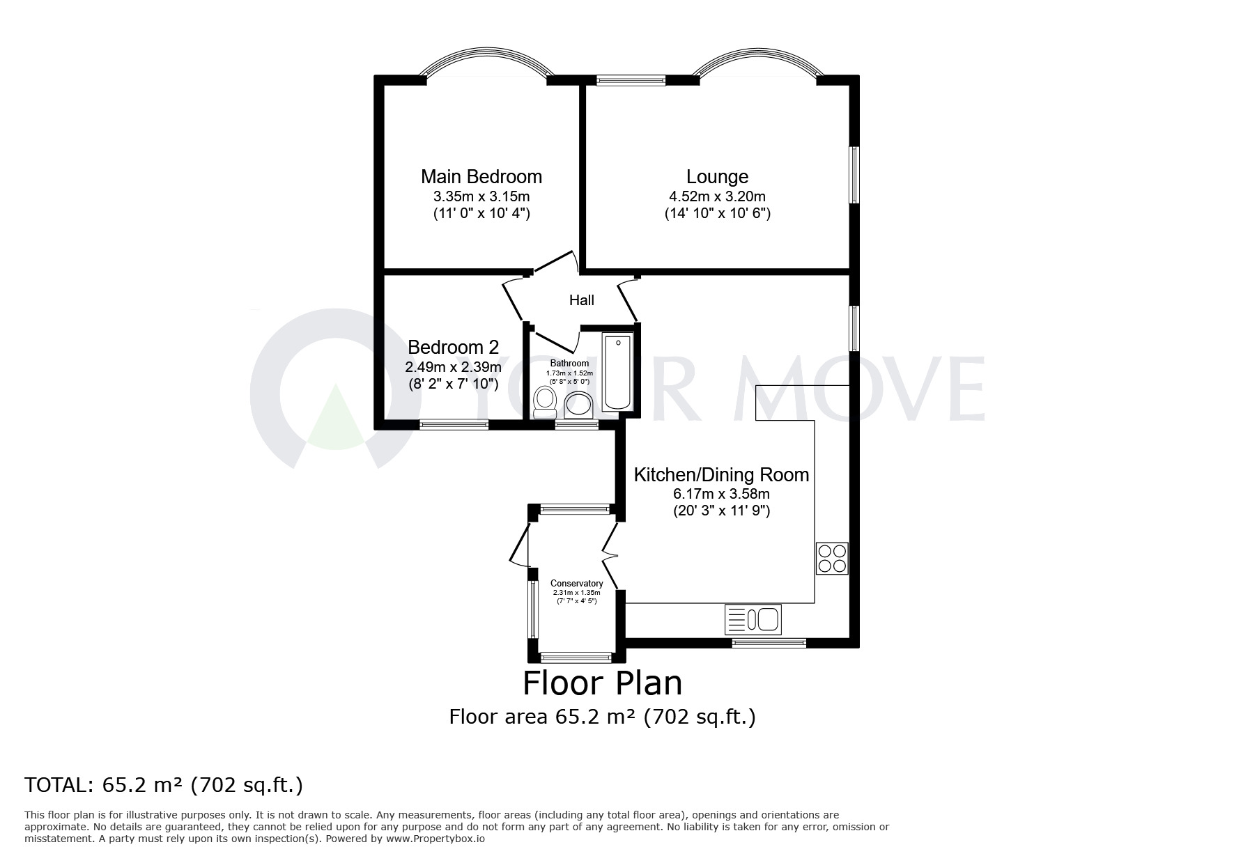 Floorplan of 2 bedroom Detached Bungalow for sale, Shoulder of Mutton Hill, Kirkby-in-Ashfield, Nottinghamshire, NG17