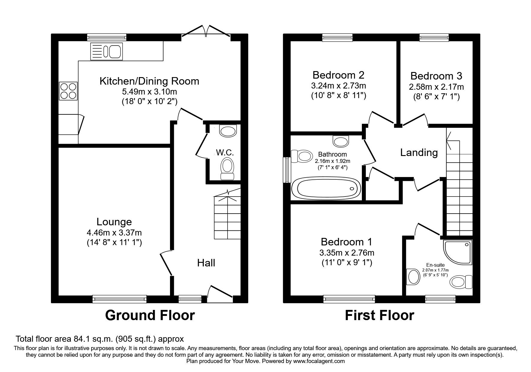 Floorplan of 3 bedroom Semi Detached House to rent, Patagonia Place, Annesley, Nottingham, NG15