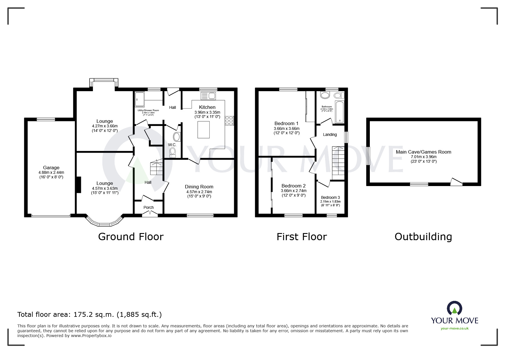 Floorplan of 3 bedroom Detached House for sale, Skegby Road, Kirkby-in-Ashfield, Nottinghamshire, NG17