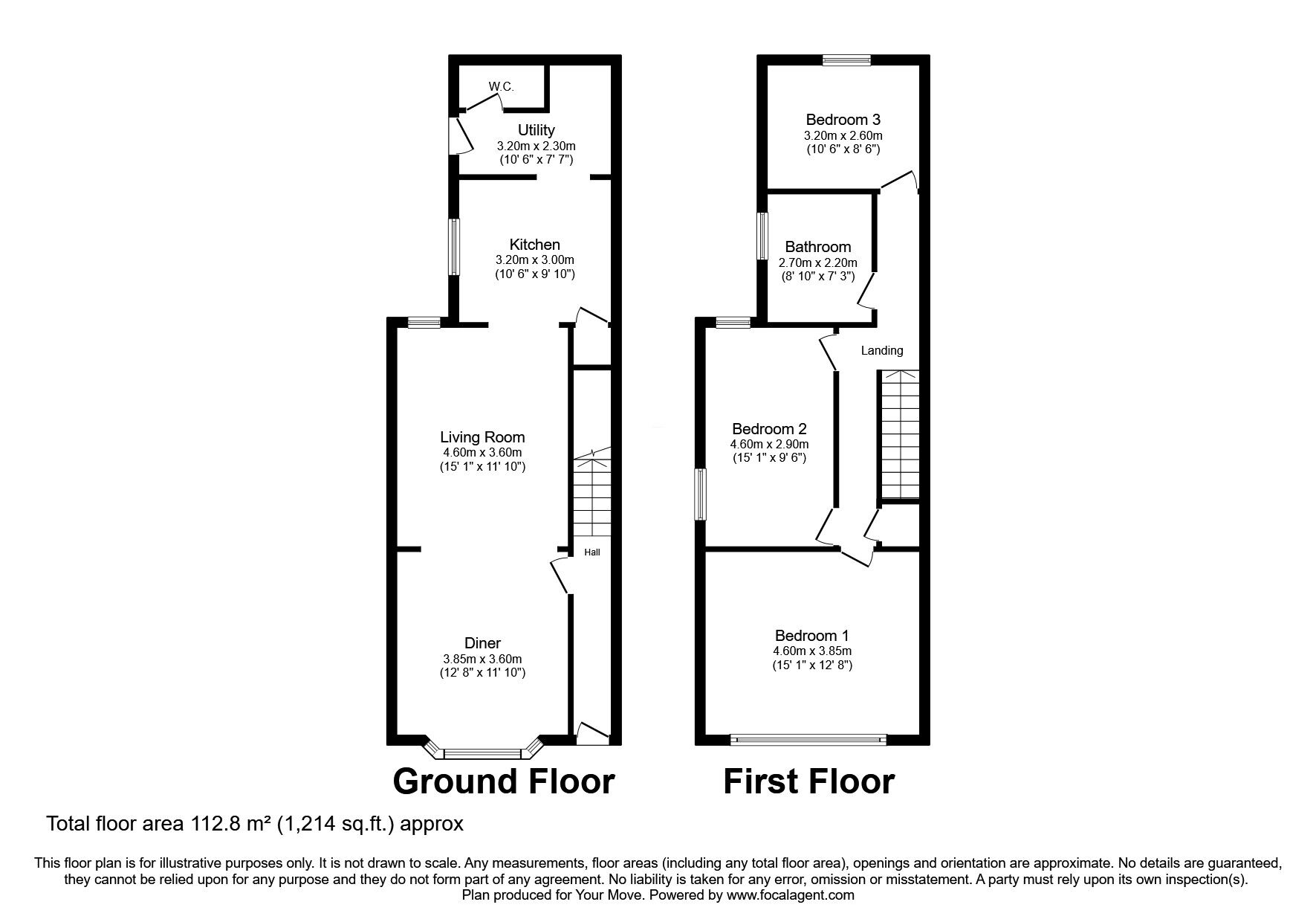 Floorplan of 3 bedroom End Terrace House for sale, Park Street, Kirkby-in-Ashfield, Nottinghamshire, NG17