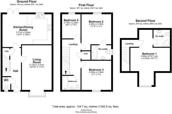 Floorplan of 4 bedroom Semi Detached House for sale, Twickenham Road, Kirkby-in-Ashfield, Nottinghamshire, NG17