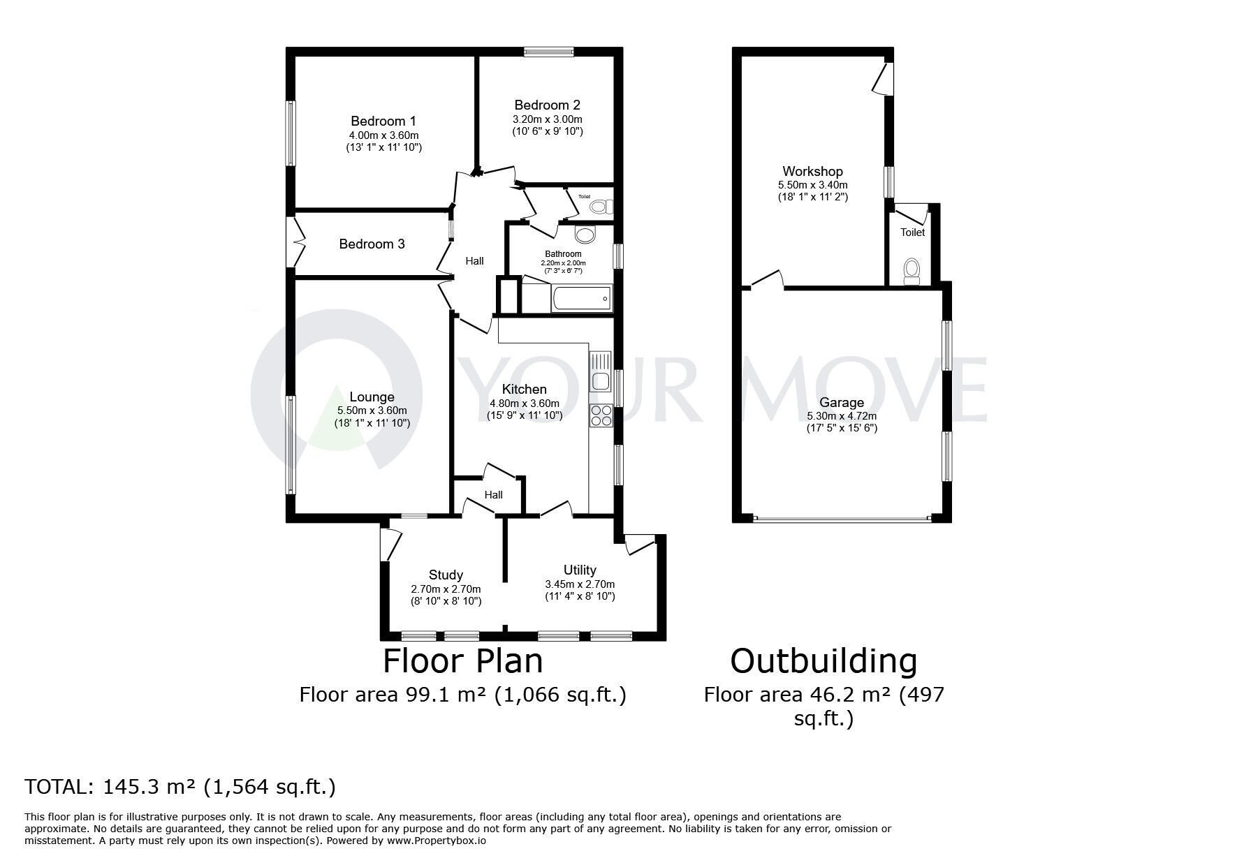 Floorplan of 3 bedroom Detached Bungalow for sale, Church Street, Kirkby-in-Ashfield, Ashfield, NG17
