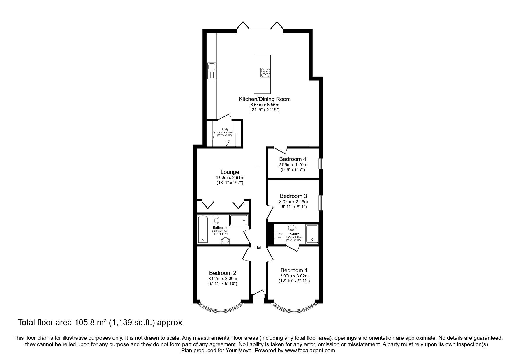 Floorplan of 4 bedroom Detached Bungalow for sale, Nuncargate Road, Kirkby-in-Ashfield, Nottinghamshire, NG17