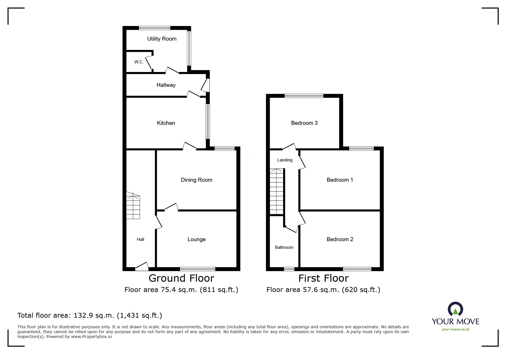 Floorplan of 3 bedroom Semi Detached House for sale, Lowmoor Road, Kirkby-in-Ashfield, Nottinghamshire, NG17