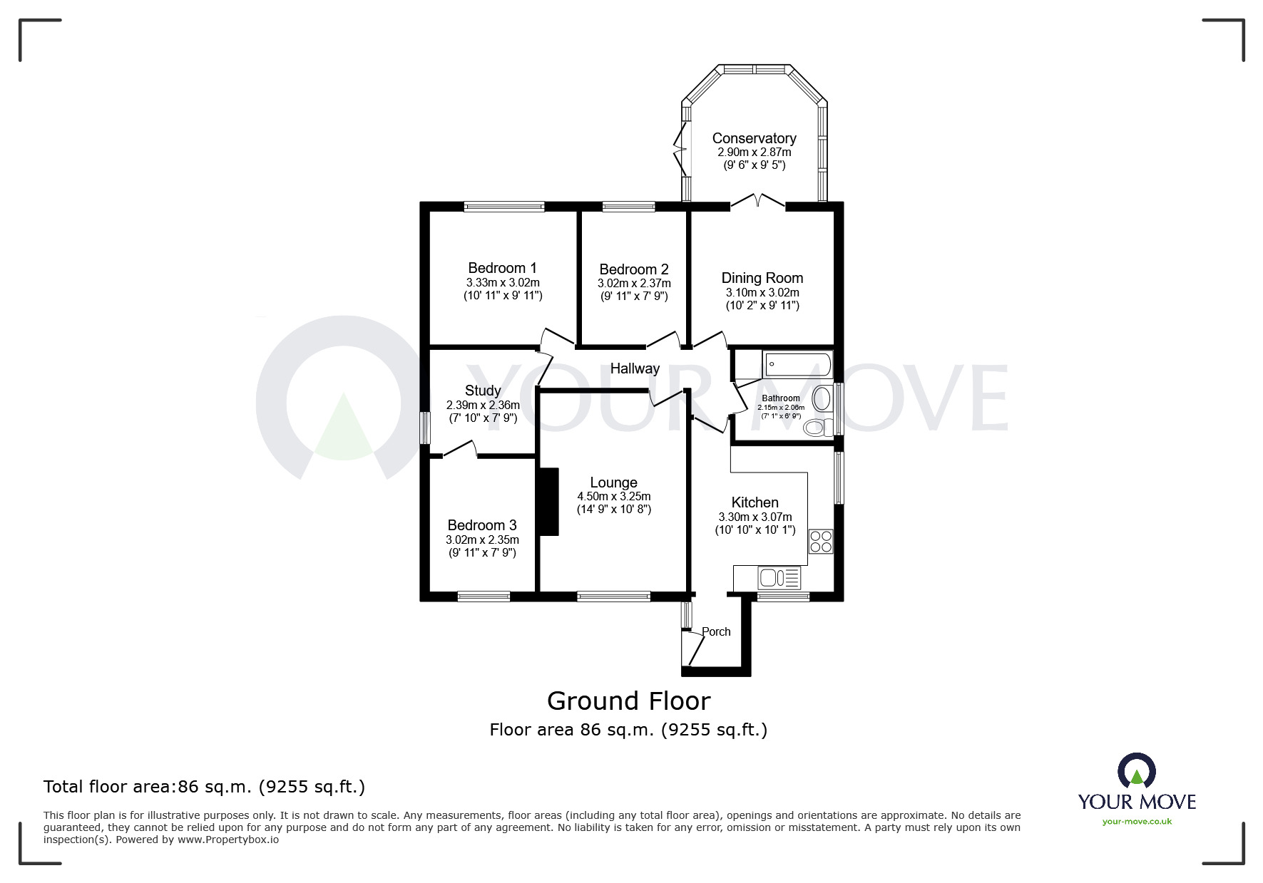 Floorplan of 3 bedroom Detached Bungalow for sale, St. Helens Avenue, Pinxton, Derbyshire, NG16
