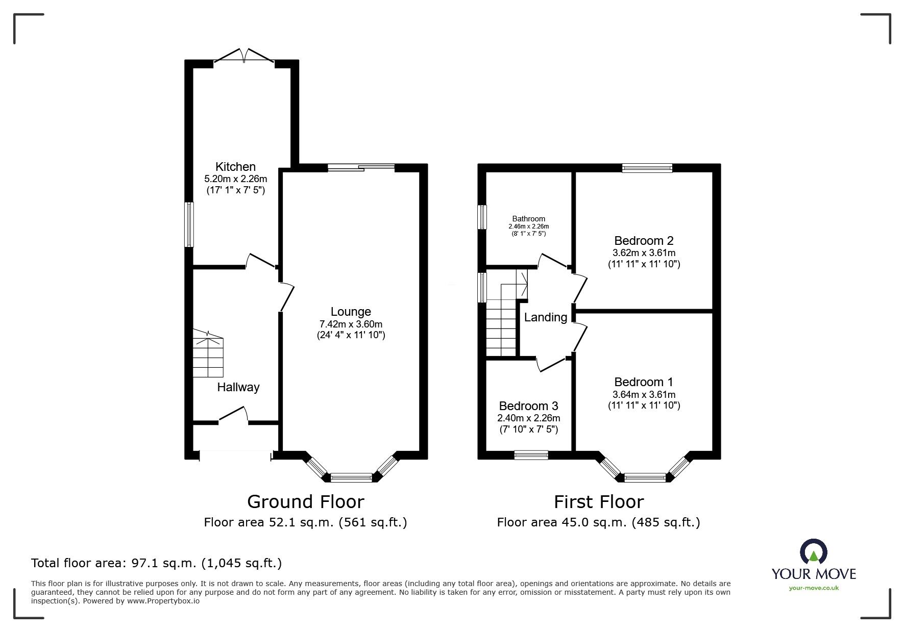 Floorplan of 3 bedroom Semi Detached House for sale, Copeland Road, Kirkby-in-Ashfield, Nottinghamshire, NG17