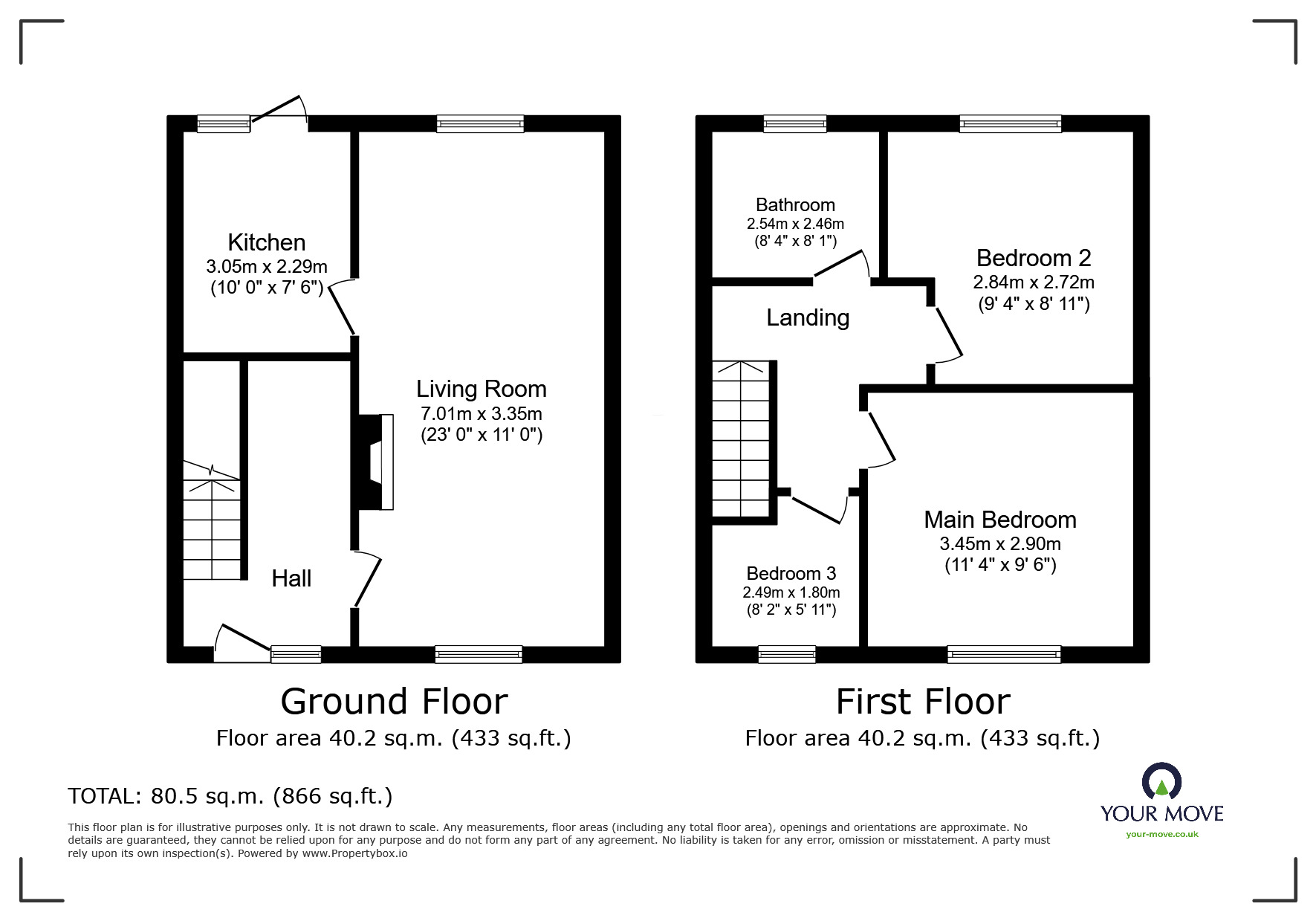Floorplan of 3 bedroom End Terrace House for sale, Truman Drive, Hucknall, Nottinghamshire,, NG157JF