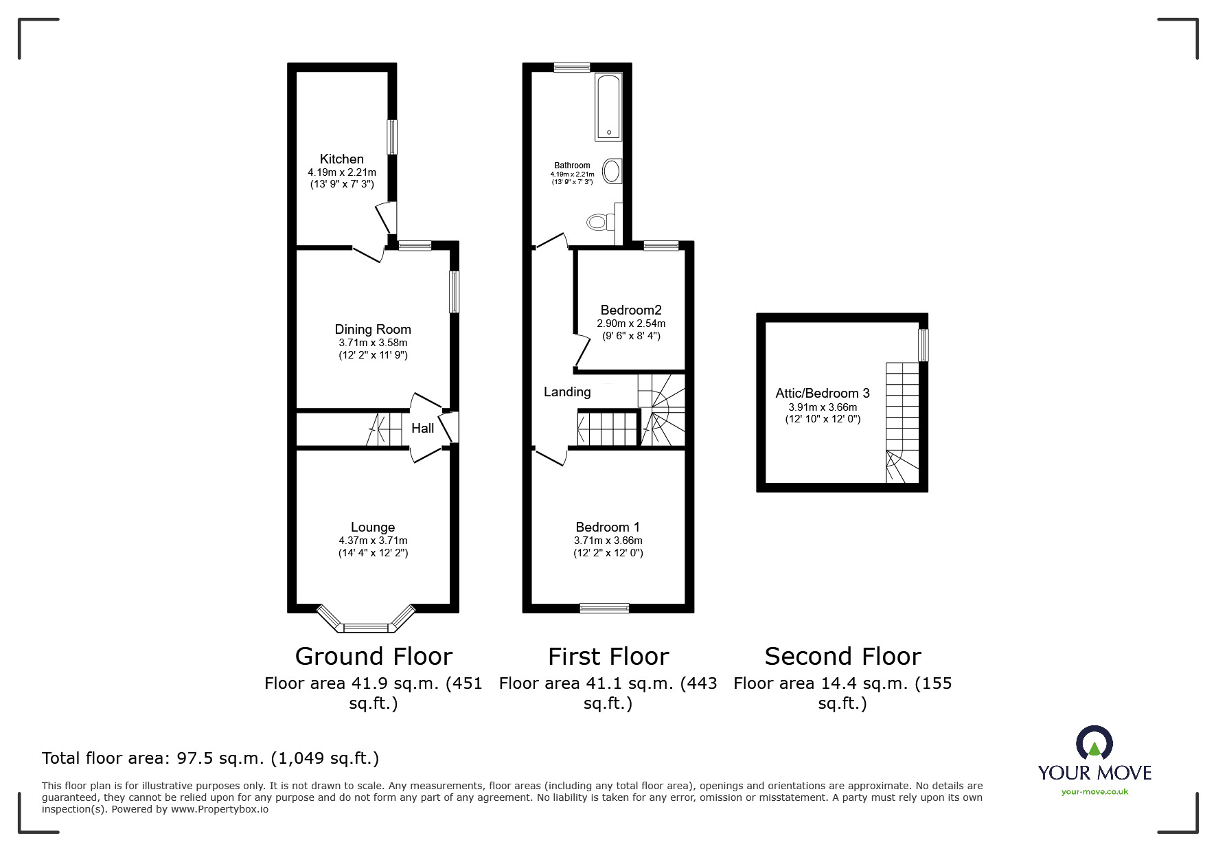 Floorplan of 3 bedroom Semi Detached House for sale, Cressy Road, Alfreton, Derbyshire, DE55