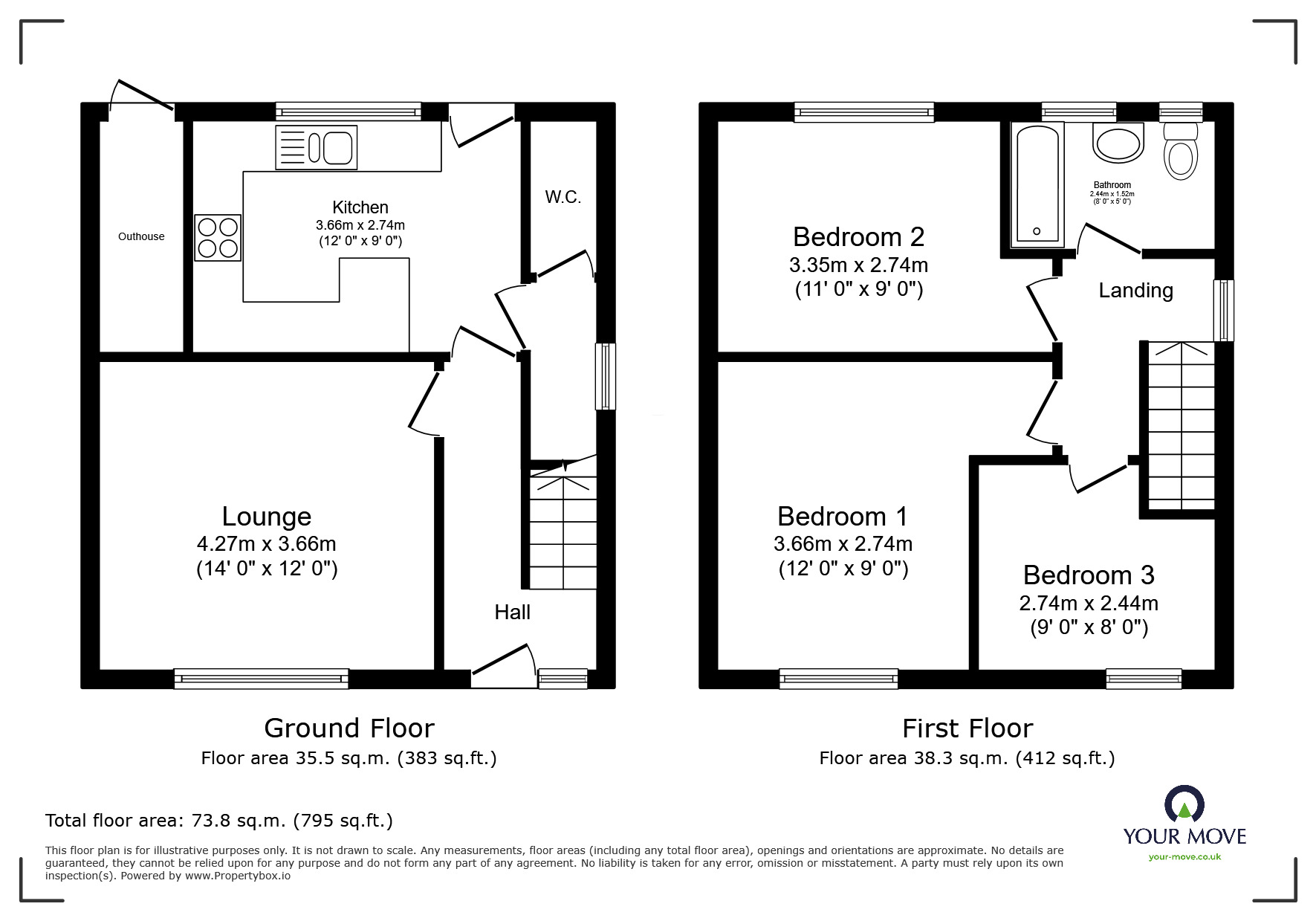 Floorplan of 3 bedroom Semi Detached House for sale, Western Avenue, Kirkby-in-Ashfield, Nottinghamshire, NG17